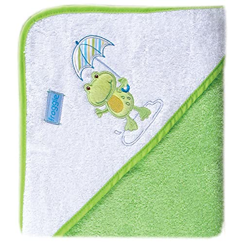 Luvable Friends Unisex Baby Cotton Hooded Towel - Soft & Absorbent Green Hooded Baby Towel for Bath Time, Swimming & Newborn Care - One Size
