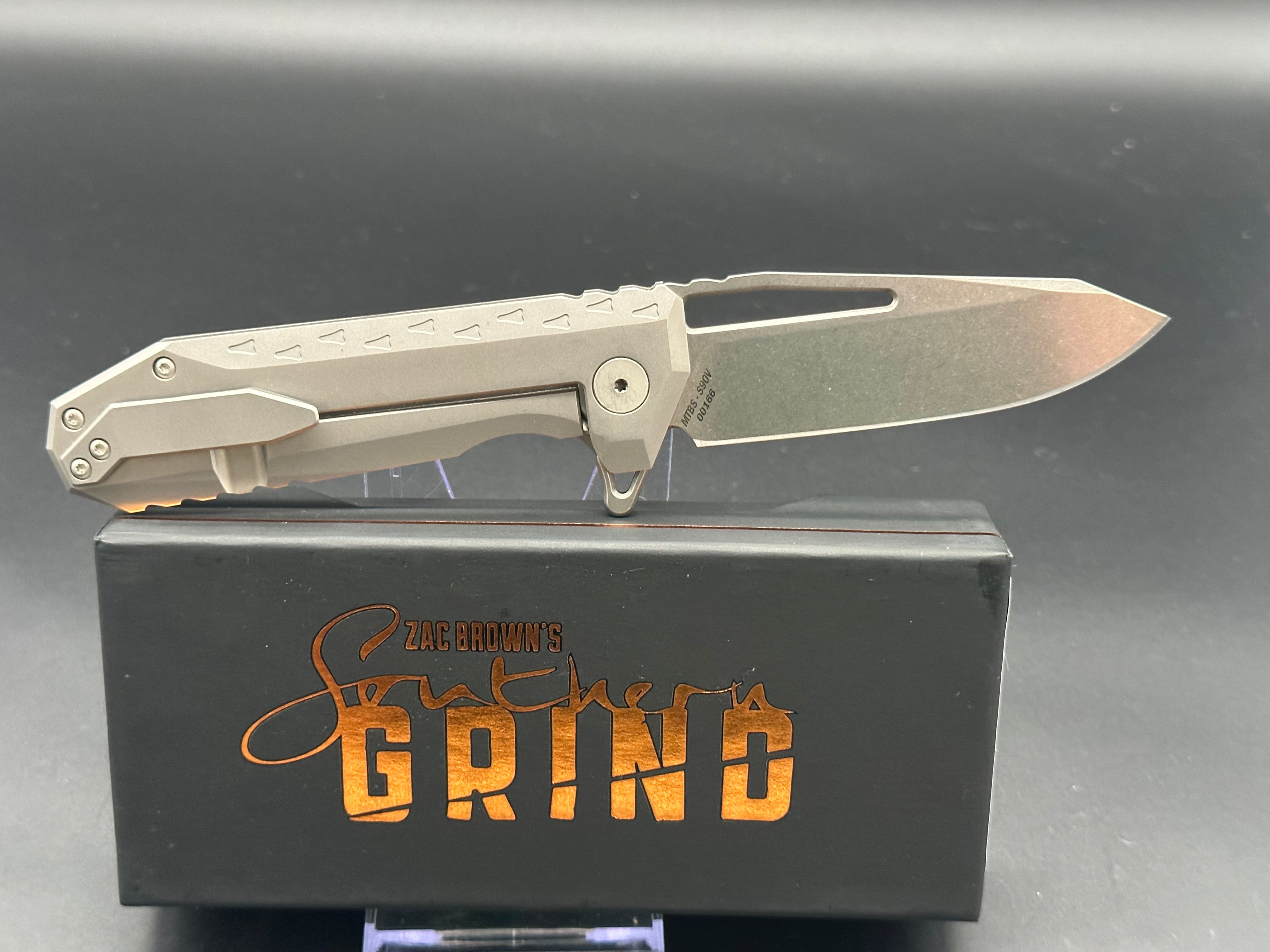 Southern Grind Penguin Folding Knife - S90V Steel Blade & Titanium Handle for EDC, Outdoor, and Survival Use