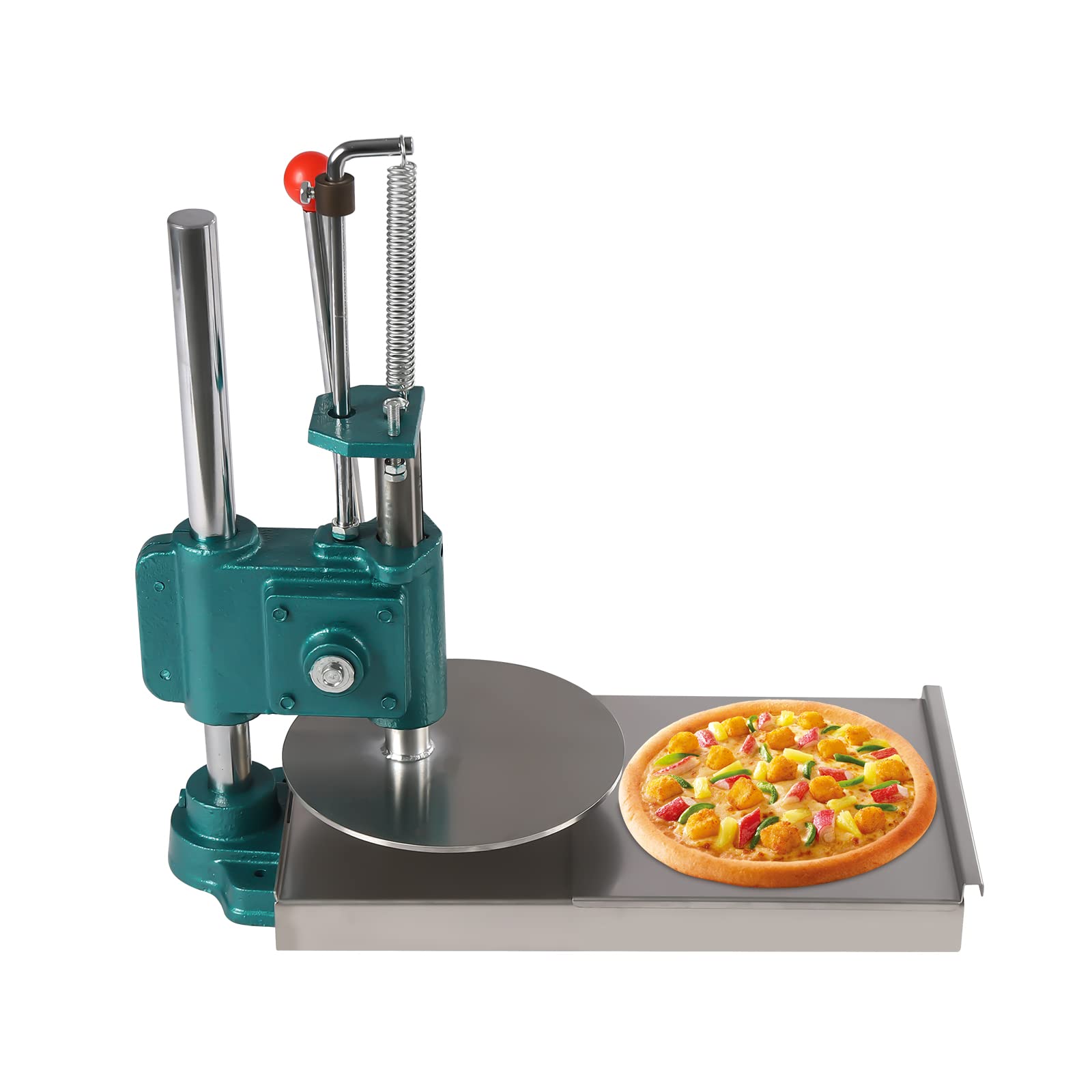Stainless Steel Manual Pizza Dough Press Machine - 9.5 Inch (24cm) Adjustable Dough Sheeter for Soft Rolls, Pastry & Pasta - Commercial Grade Pizza Express Dough Presser for Restaurants, Bakeries & Home Kitchens