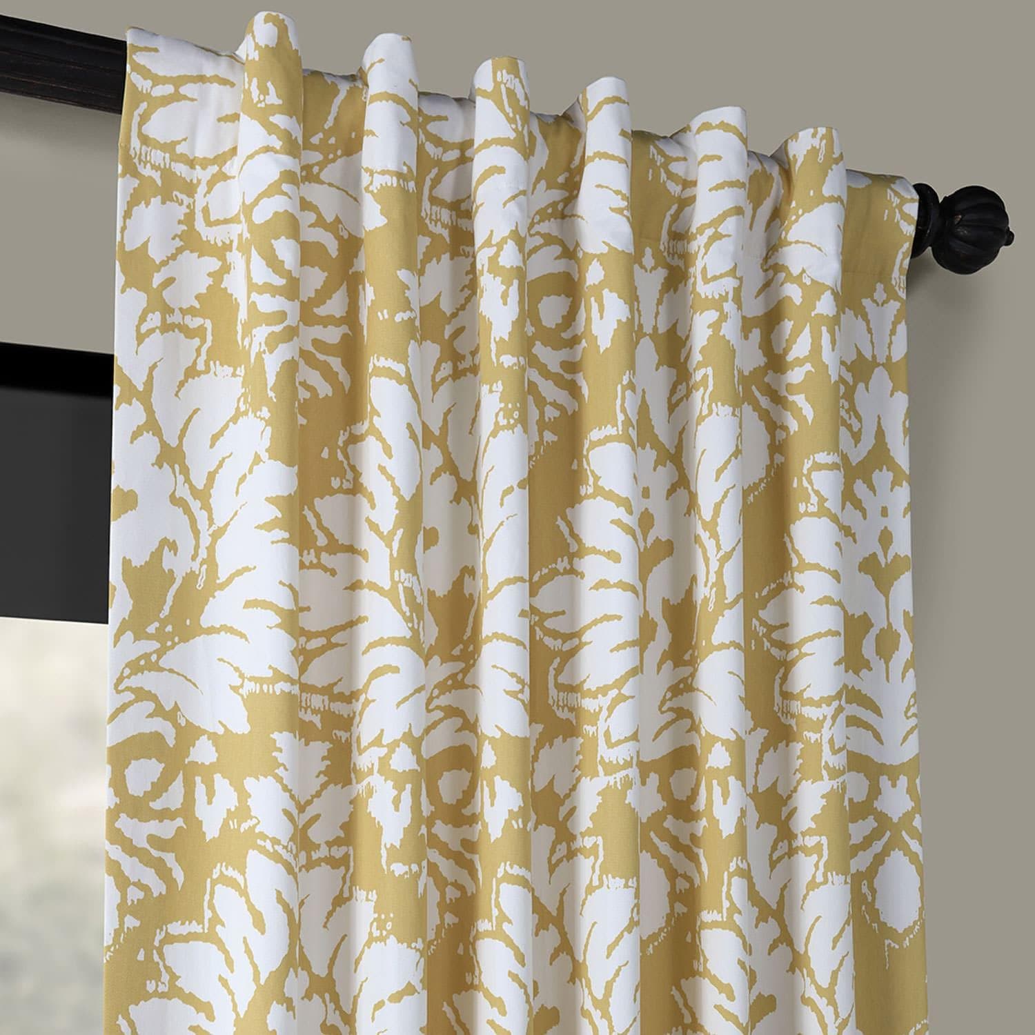 Floral Printed Cotton Blackout Curtains for Bedroom & Living Room - Room Darkening Window Drapes with Sun Blocking Design for Home Decor