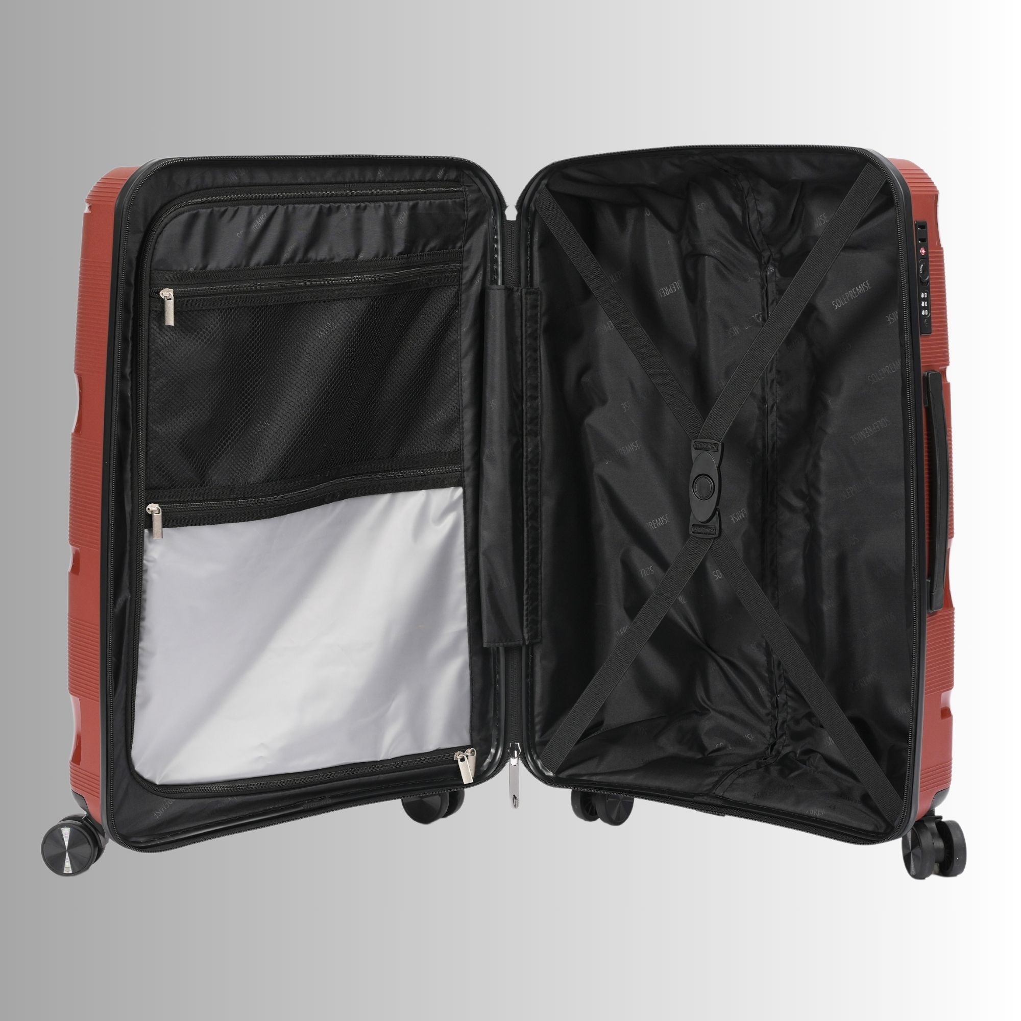 Durable Red Hardcase Rolling Luggage Set (28