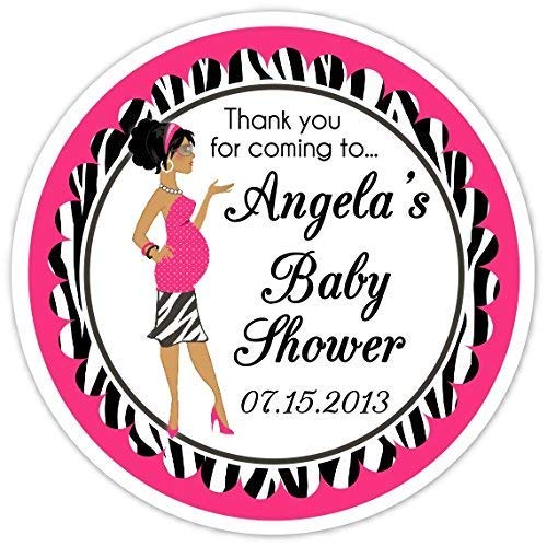 36 Baby Shower Stickers - Pink Zebra Print Baby Bump Labels for Gender Reveal Party, Newborn Announcements & Nursery Decor - Waterproof & Self-Adhesive