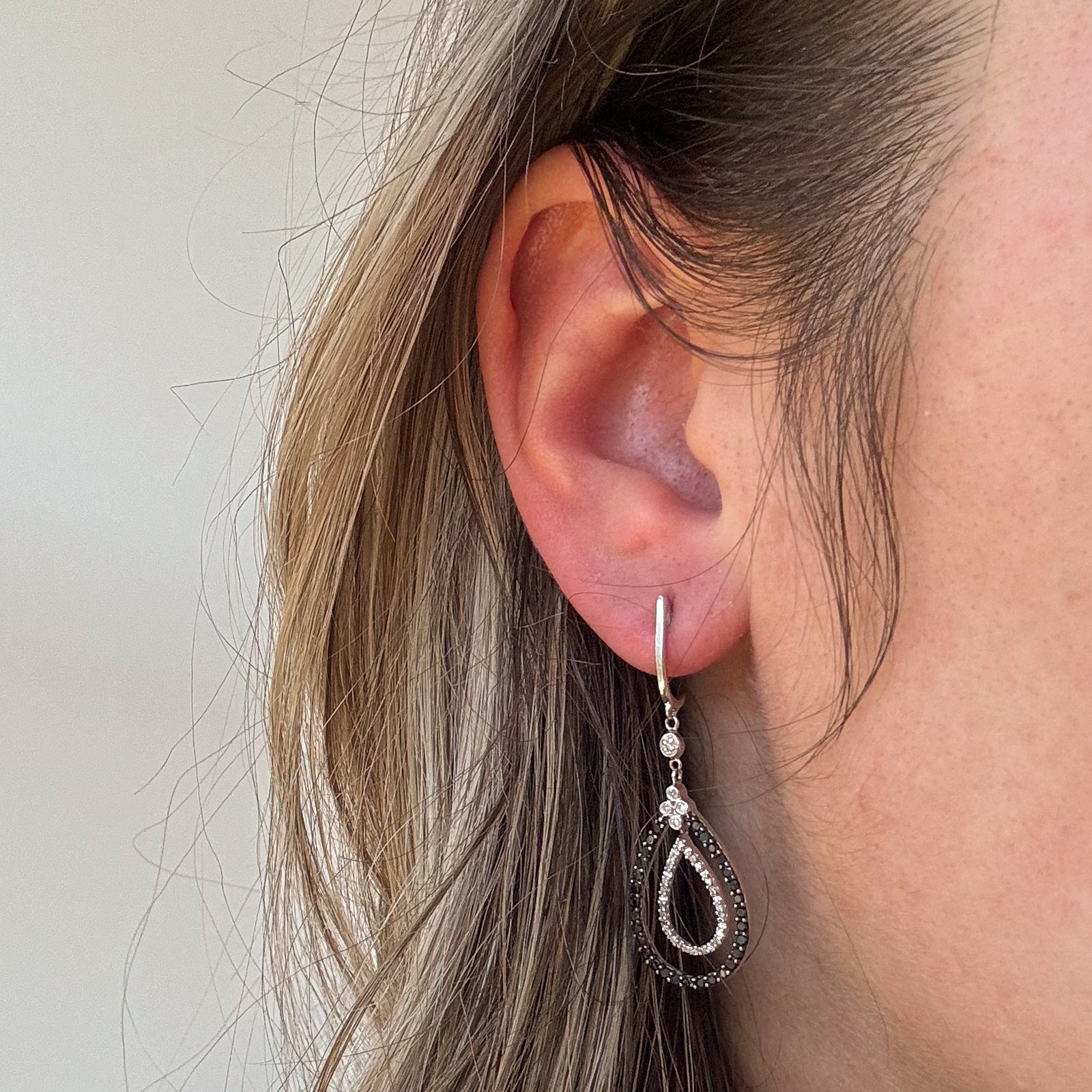 Black Diamond & Diamond Drop Earrings | 0.60ctw Total Weight | 0.10ctw Diamond | Elegant Dangle Earrings for Women | Perfect for Weddings, Parties & Evening Events
