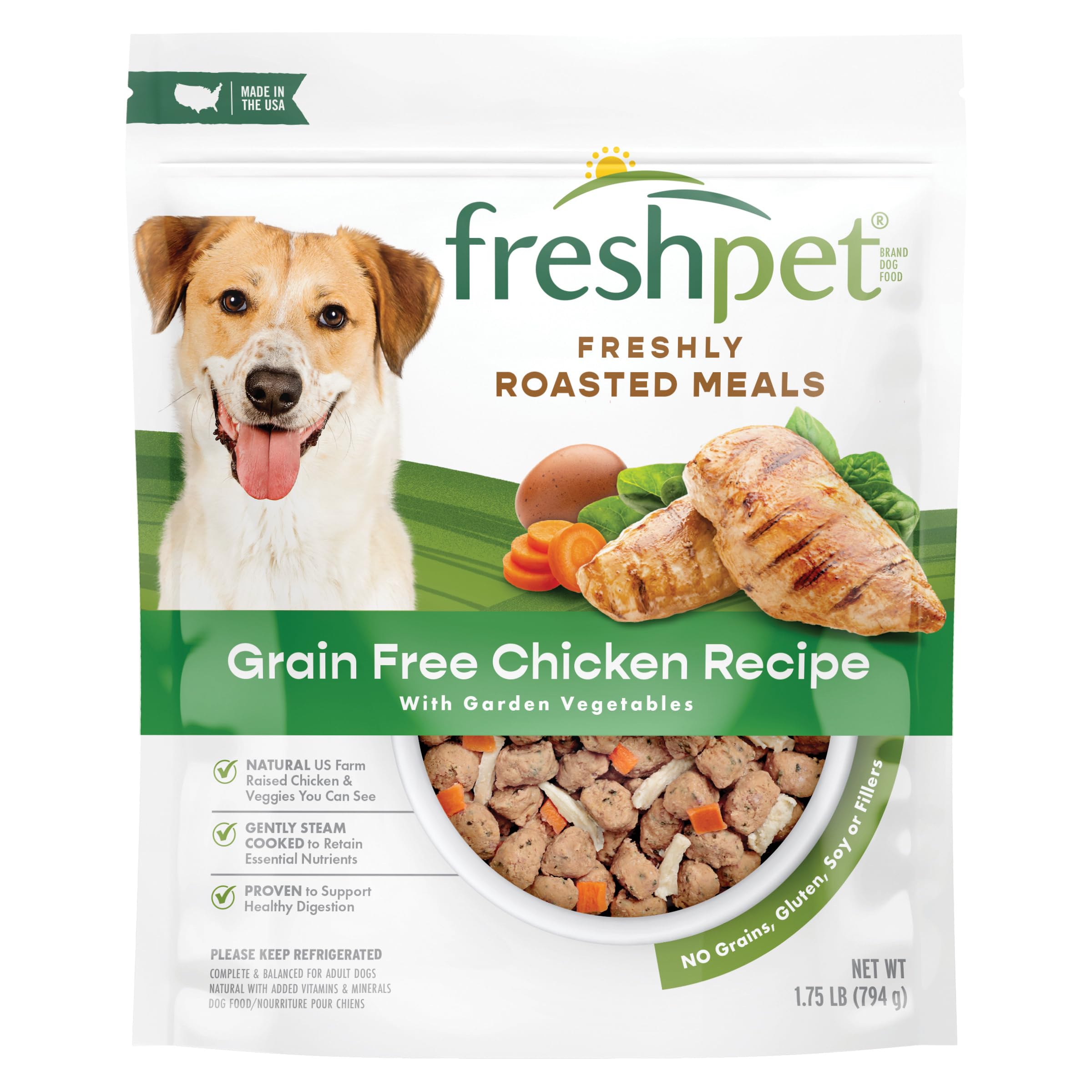 Freshpet Grain Free Dog Food - Natural Fresh Chicken Recipe for Small & Medium Dogs - 1.75lb Pack - Perfect for Daily Meals & Training Treats