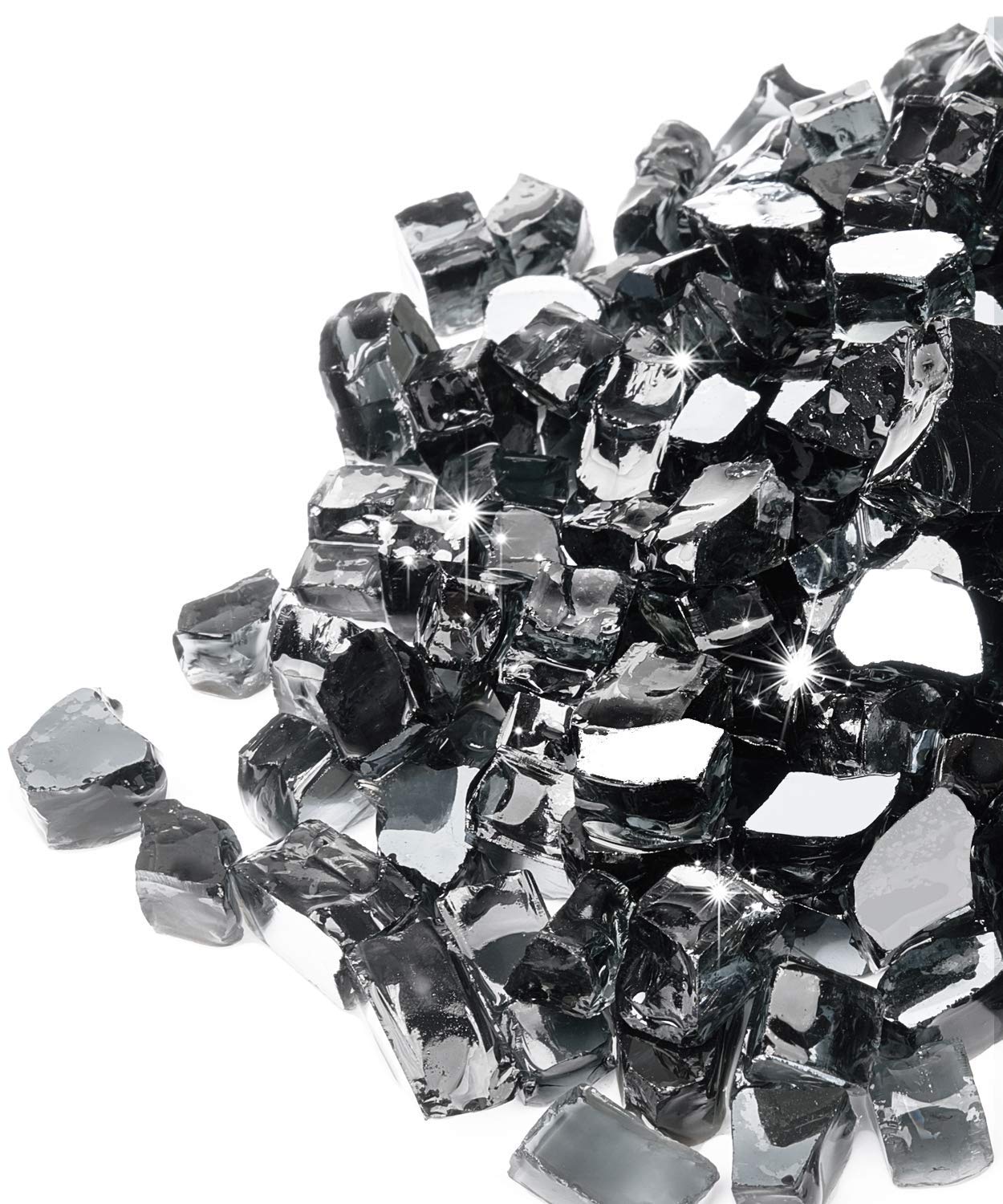 GASPRO 35 lbs Black Fire Glass Rocks for Propane Fire Pit - 1/2 Inch Reflective Fireplace Glass for Outdoor Fire Pit Table - Perfect for Patio, Backyard, and Garden Decor