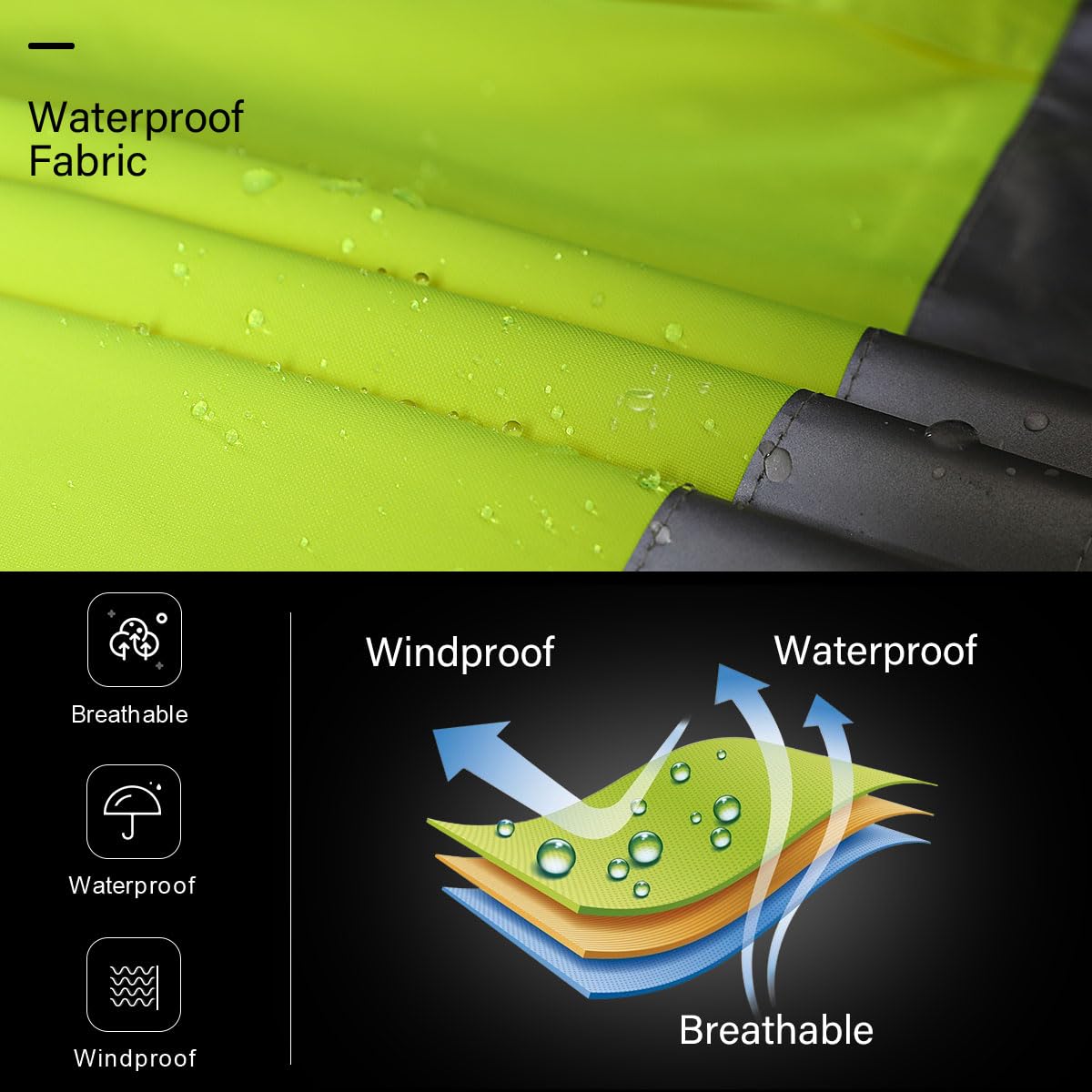 iCreek Reflective Waterproof Rain Jacket for Men & Women - High Visibility Anti-Storm Raincoat with Hood | Perfect for Cycling, Hiking & Outdoor Work in Heavy Rain