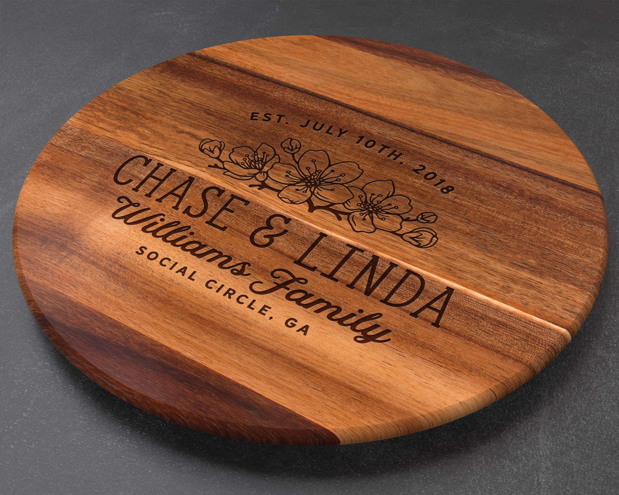 Personalized Dogwood Flowers Lazy Susan Turntable - Custom Wedding Gift, Mother's Day, Anniversary Present for Mom & Wife - Perfect for Dining Table Decor & Serving Dishes