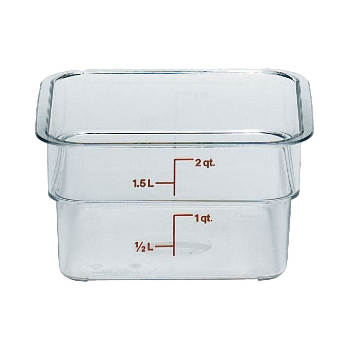 Cambro 2SFSCW135 CamSquare 2 Qt Clear Food Storage Container - BPA-Free Plastic Meal Prep Container for Kitchen, Restaurant & Catering - Perfect for Storing Leftovers, Meal Prepping & Bulk Food Organization