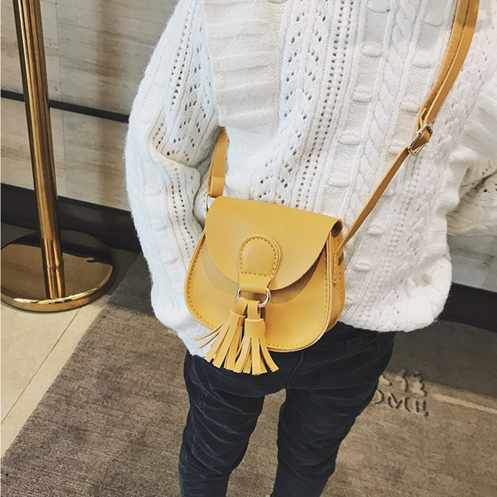 JUMISEE Girls Mini Shoulder Purse Crossbody Bag with Tassel - Cute Toddler Handbag for Kids, Birthday Gifts, Dress Up & Pretend Play Accessories