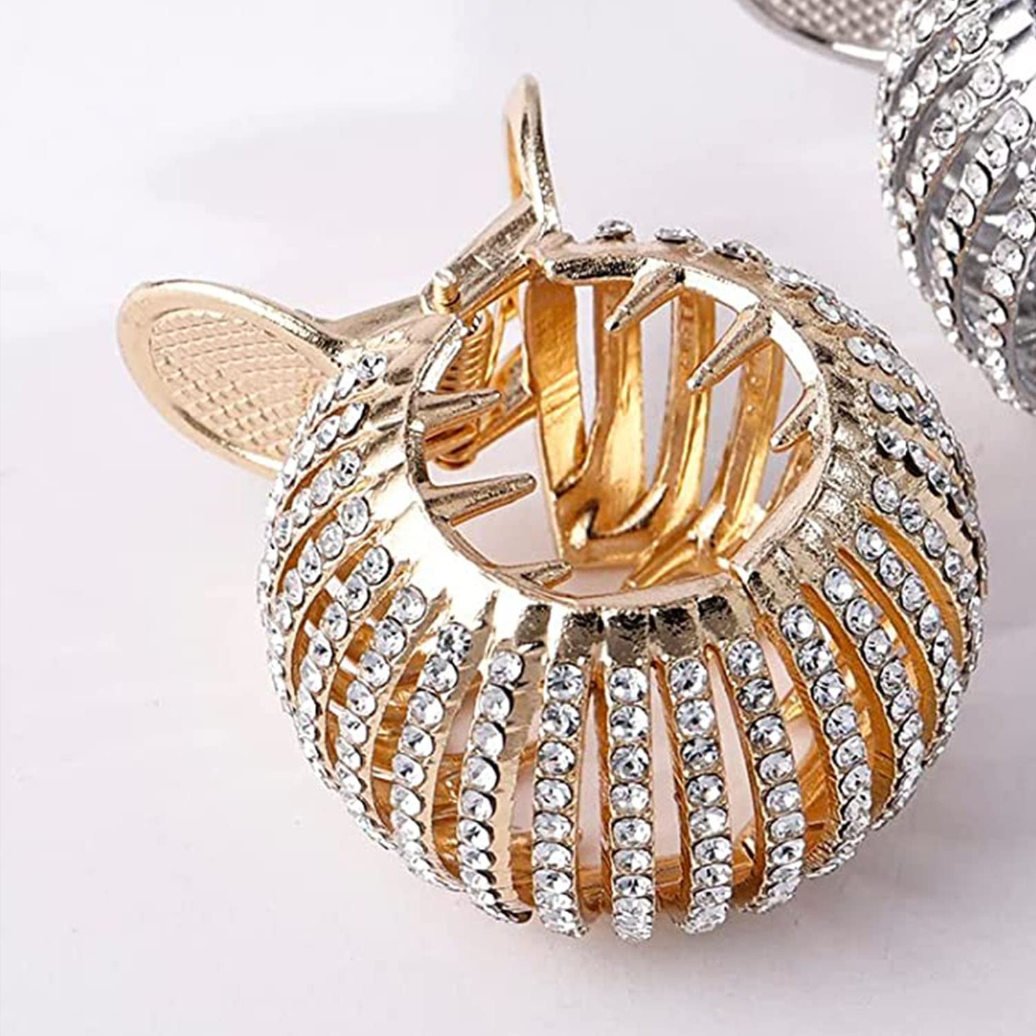 Ashkash 1Pc Women's Acrylic Ponytail Hair Claw Clip - Rhinestone Decor Metal Hair Clips for Women, Strong Hold Hair Accessories for Thin, Thick & Long Hair - Perfect for Work, Party & Everyday Hairstyles