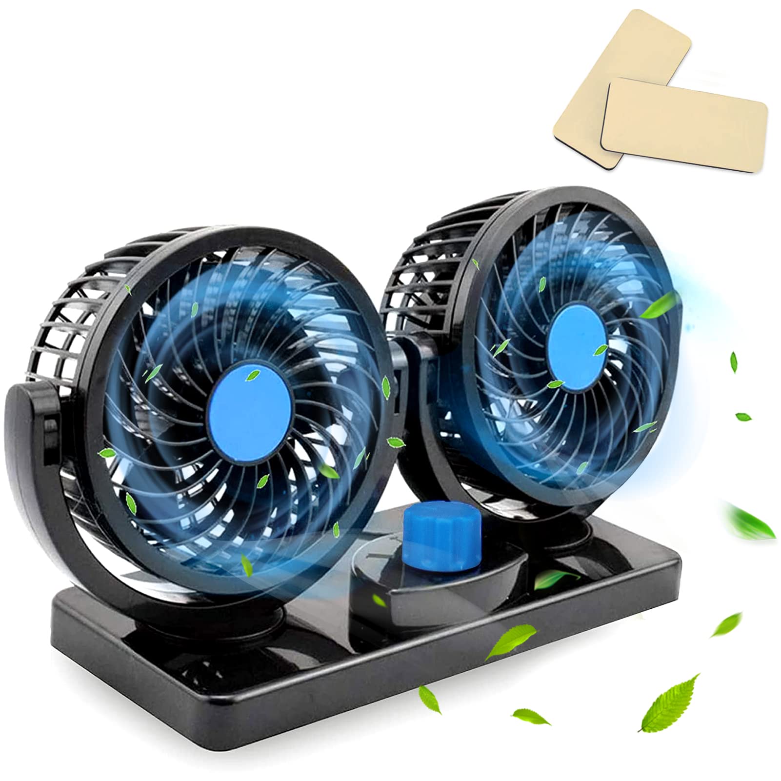 12V Dual Head Car Seat Fan - 360° Rotatable Electric DC Cooling Fan with 2 Speed Settings, Fits Car Cigarette Lighter - Perfect for Cars, Trucks, Vans, SUVs, RVs & Home Use - Stay Cool During Road Trips & Hot Summer Days