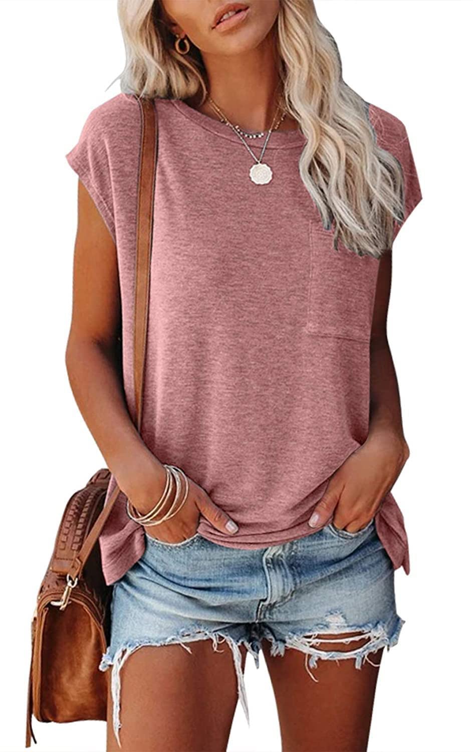 SMENG Women's Summer Fashion Batwing Short Sleeve T-Shirt Blouse - Casual Comfort Top for Outings, Work & Everyday Wear
