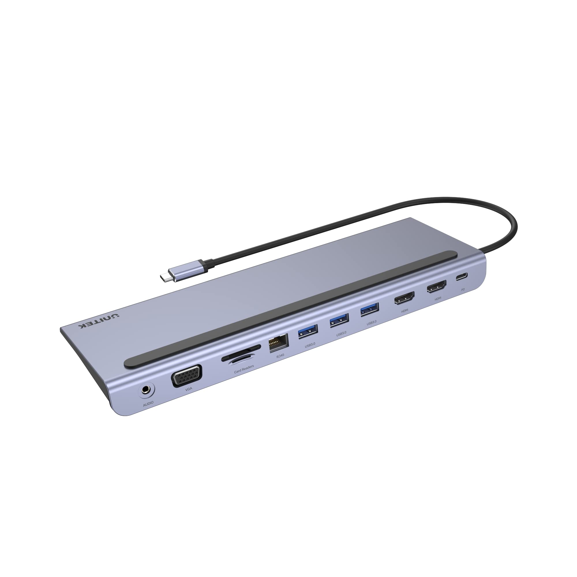 11-in-1 USB-C Hub with Ethernet, 100W PD Charging, Triple Monitor Support (Dual HDMI + VGA), 3 USB-A Ports, SD/microSD Card Reader, RJ45 & Audio Jack - Perfect for MacBook Pro/Air, Dell XPS, HP Laptops & Multi-Screen Workstations