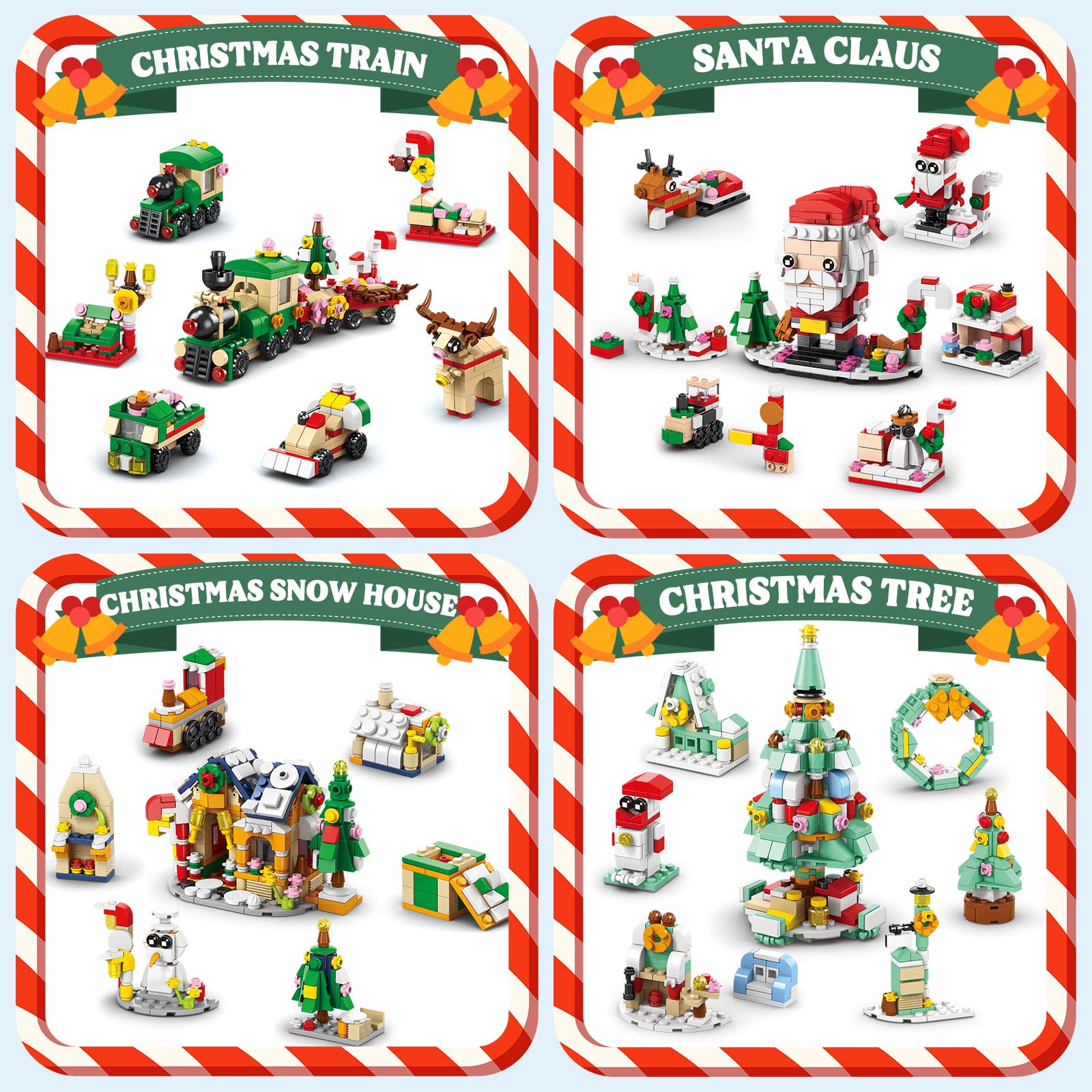Christmas Building Blocks Set - 1123 PCS Snow House, Train, Christmas Tree, Santa & Reindeer Toys for Kids - Perfect Holiday Gift for Sons, Grandchildren, Nieces - Great for Christmas, Birthday & New Year Celebrations - Creative Play & Festive Home Decor