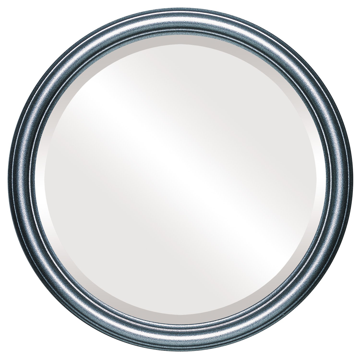 Round Beveled Wall Mirror - Saratoga Style Black Silver Frame - 16x16 Inches - Elegant Home Decor for Living Room, Bedroom & Entryway