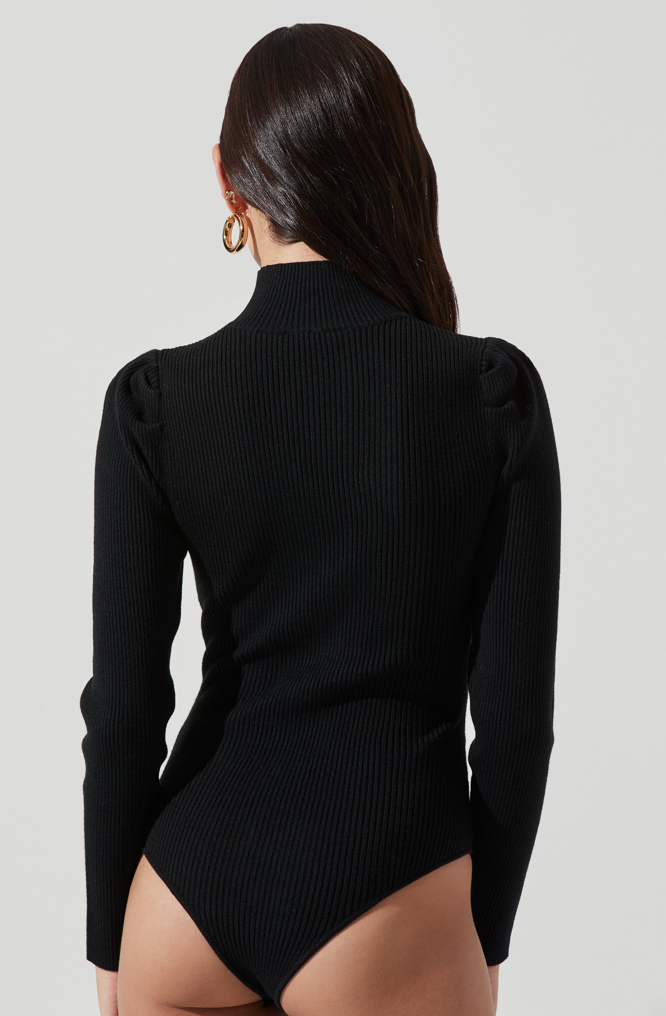 Stylish Front Cutout Long Sleeve Sweater Bodysuit for Women - Trendy Fall Winter Layering Piece for Date Night & Office Wear