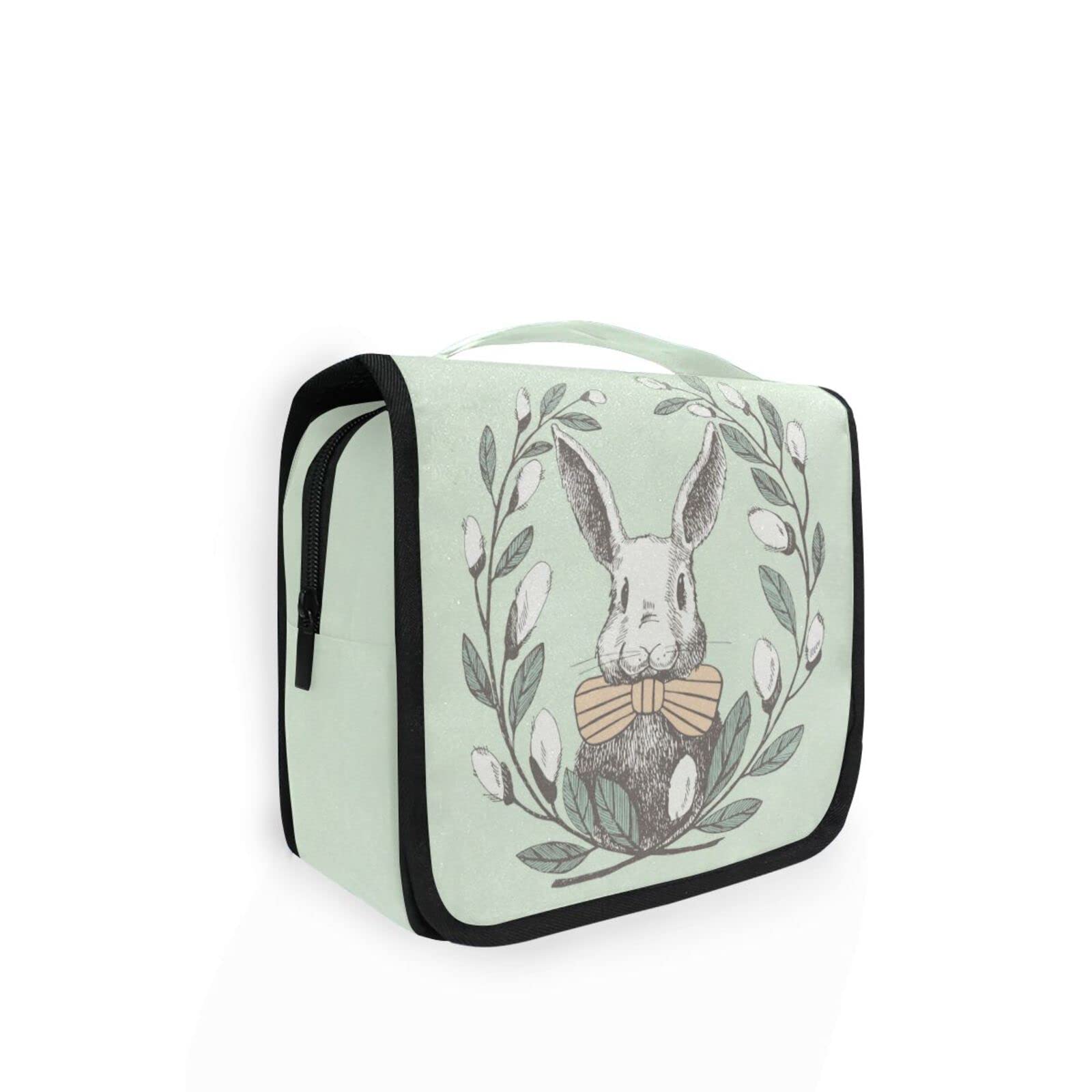 Vintage Cute Rabbit Toiletry Bag - Hanging Travel Wash Bag for Women, Girls & Kids - Portable Cosmetic Organizer for Gym, Camping & Travel - Perfect for Bathroom Storage & On-the-Go Essentials