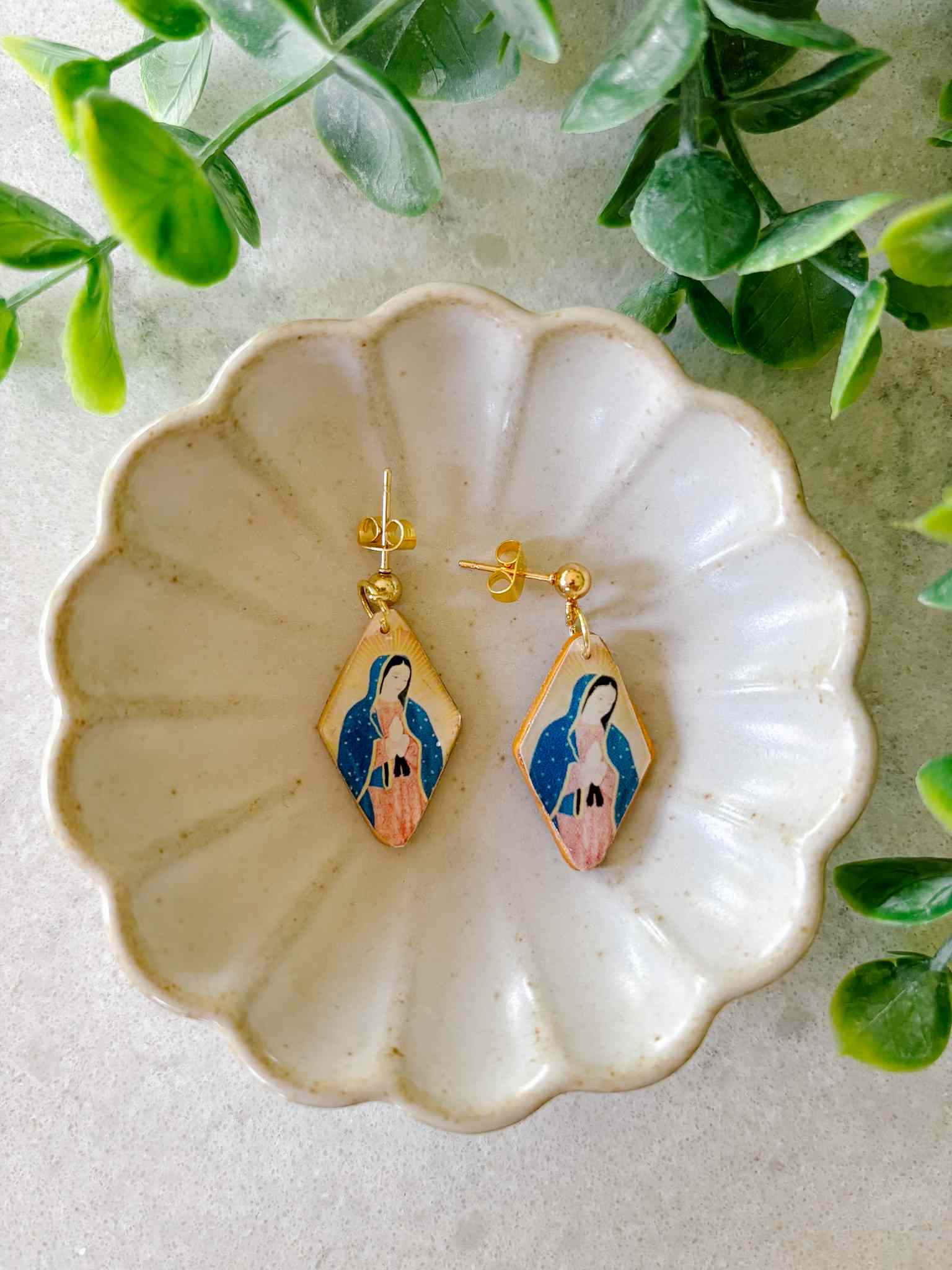 Handmade Our Lady of Guadalupe Earrings - Religious Jewelry for Women - Perfect for Church, Prayer & Special Occasions