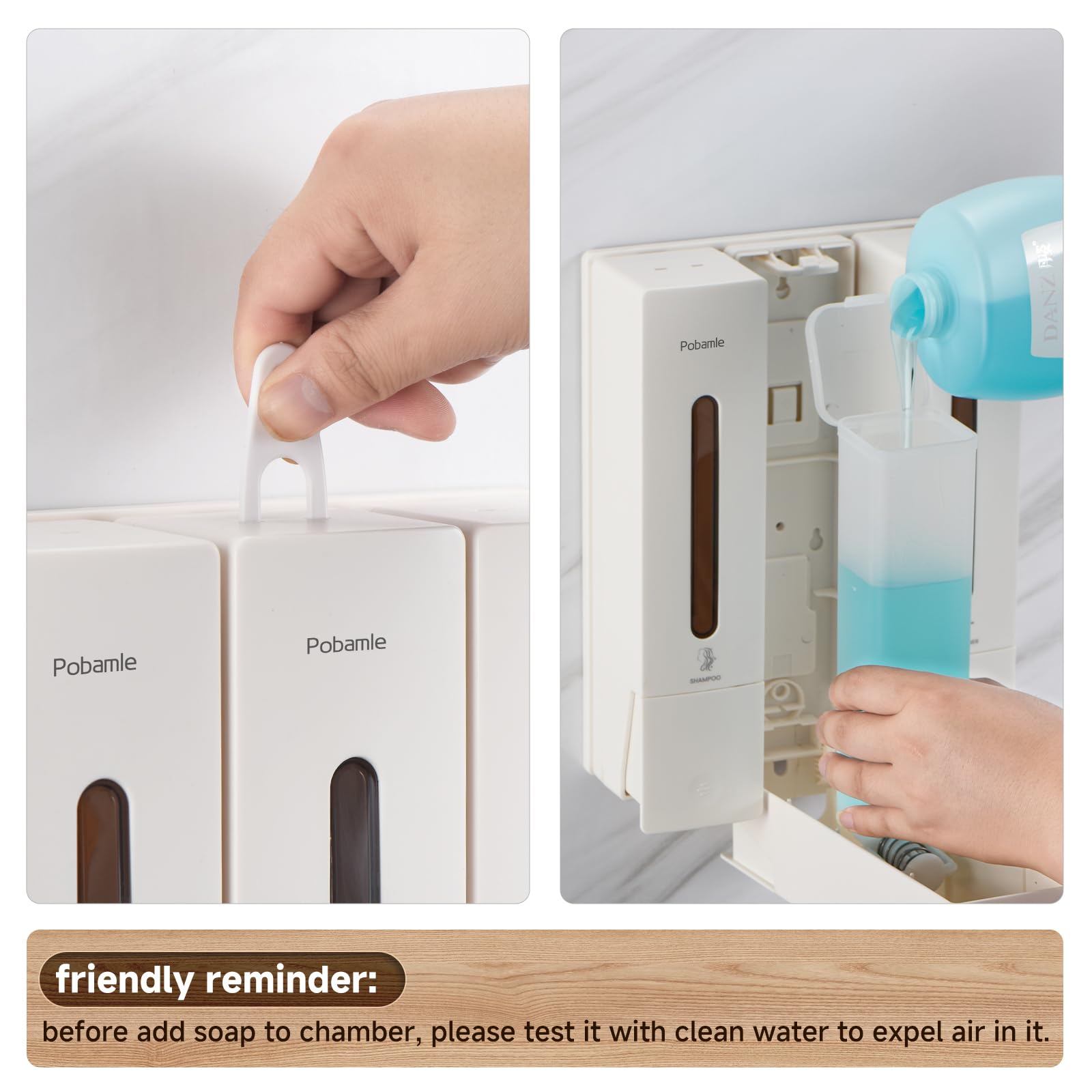 3-Chamber Wall Mounted Shower Dispenser Set - No Drill Soap, Shampoo & Conditioner Organizer (3x400ml, Beige) for Bathroom, Home & Hotel Use - Leakproof & Space Saving Design
