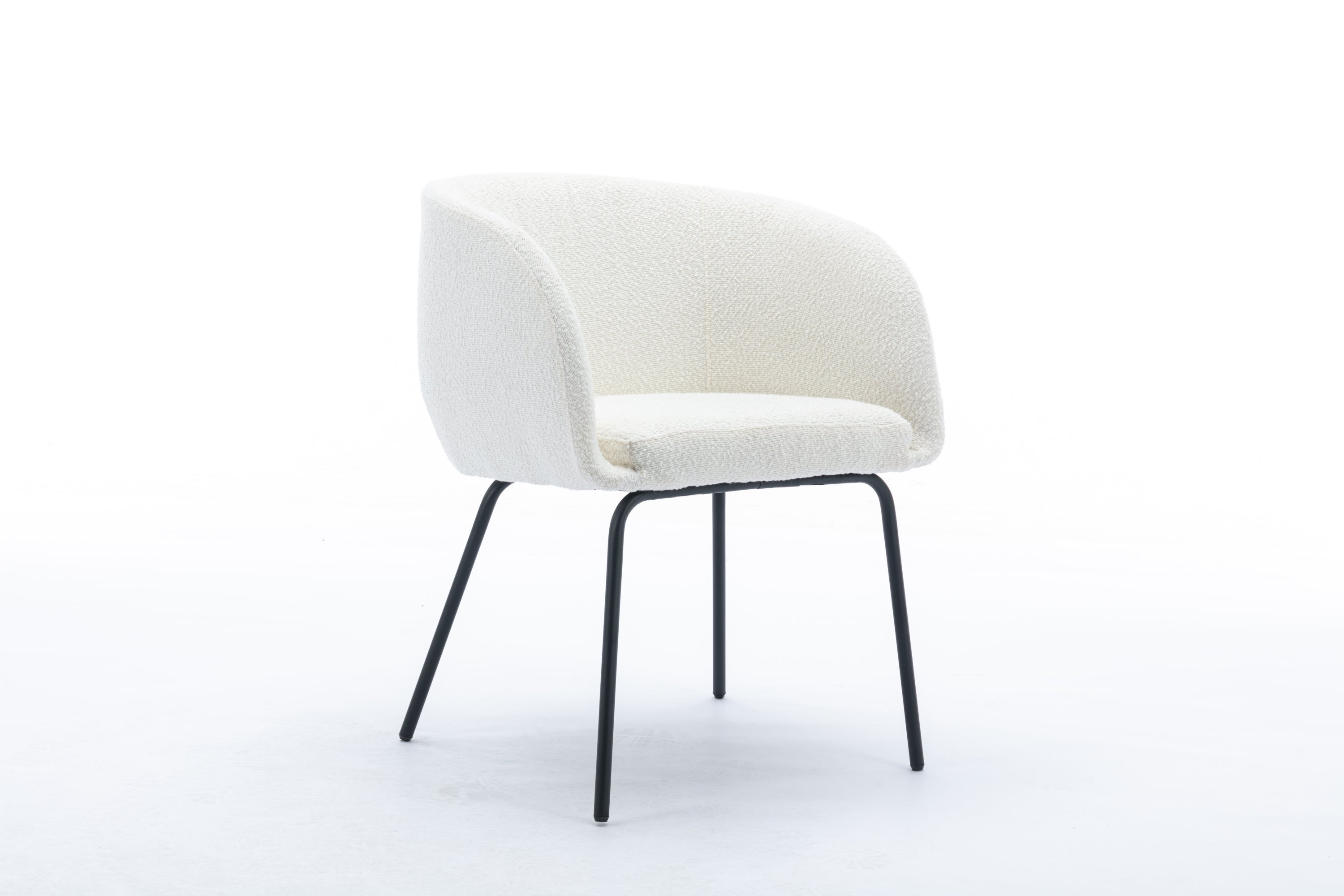 039 Set of 1 Boucle Fabric Dining Chair With Black Metal Legs - Modern Upholstered Accent Chair for Dining Room, Kitchen, Office or Living Room