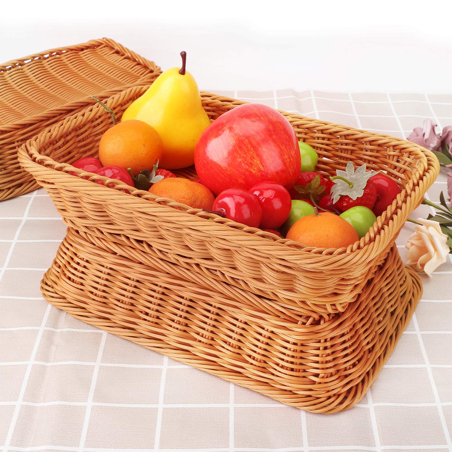 EUSOAR 3-Piece Woven Bread Basket Set - 11.8