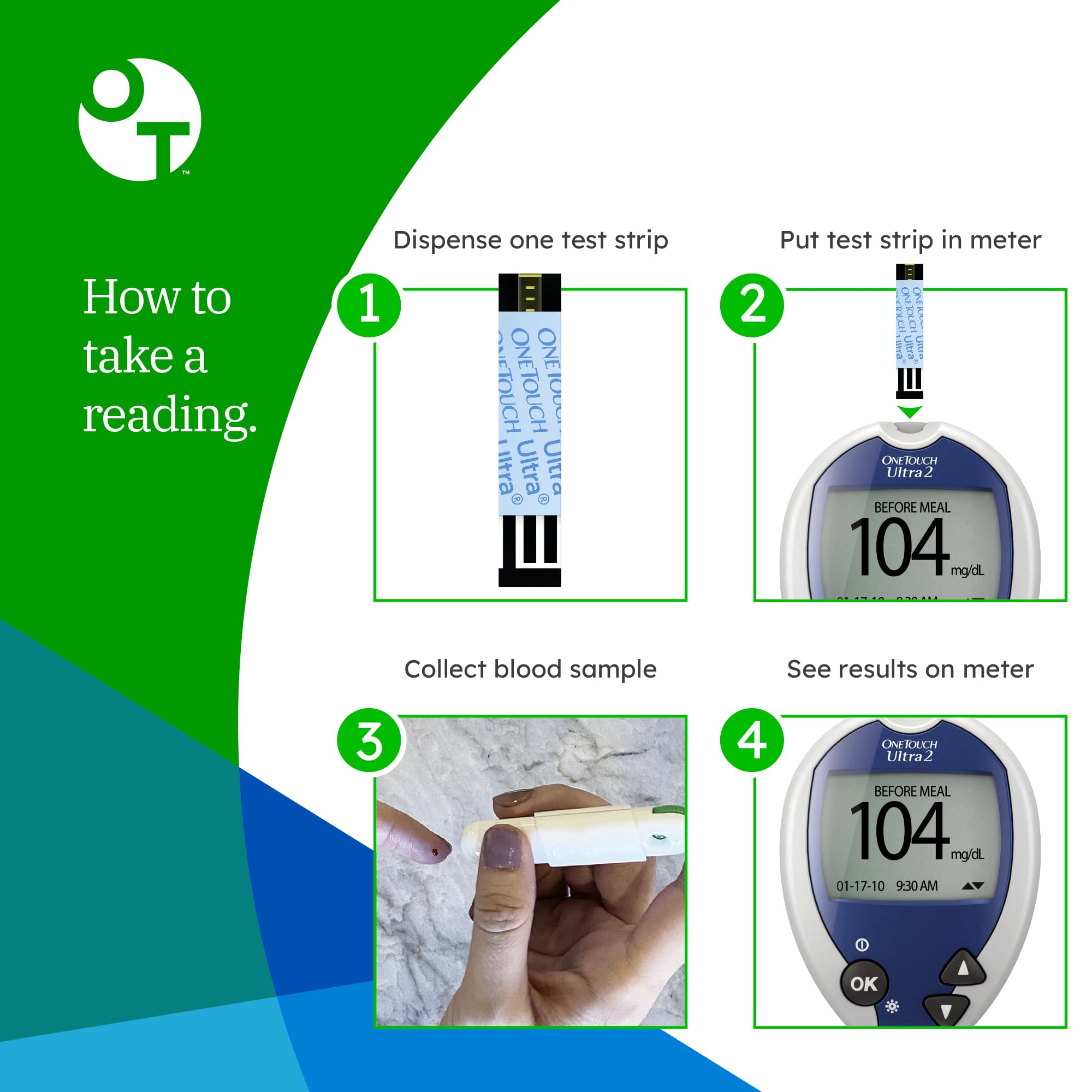 OneTouch Ultra Blood Glucose Test Strips - 120 Count (2 x 60 Strips) | Accurate Diabetic Testing Supplies for Diabetes Management | Compatible with OneTouch Glucose Meters | Home Use & Travel Friendly