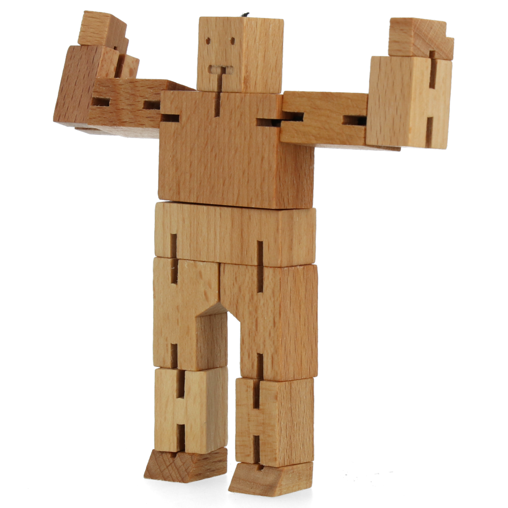 Cubebot Micro Natural Wooden Puzzle Toy - Fun & Educational STEM Gift for Kids & Adults - Perfect for Home, Office & Travel
