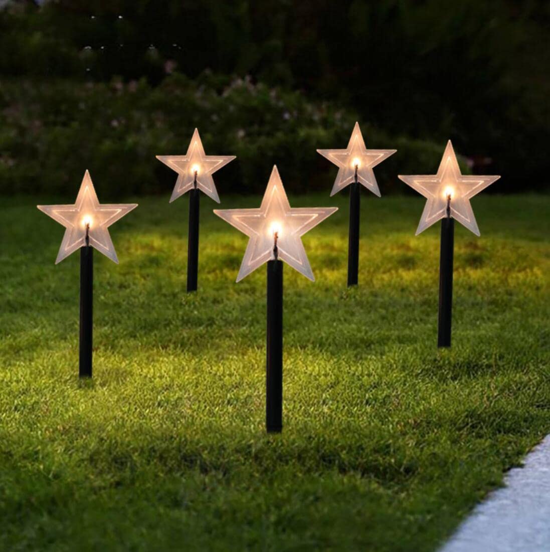 Solar Powered Garden Lights Outdoor - 5pcs Star-Shaped LED Solar Lamps for Lawn, Yard, Pathway & Christmas Decorations | Waterproof & Energy Saving for Home, Garden, Party & Holiday Lighting