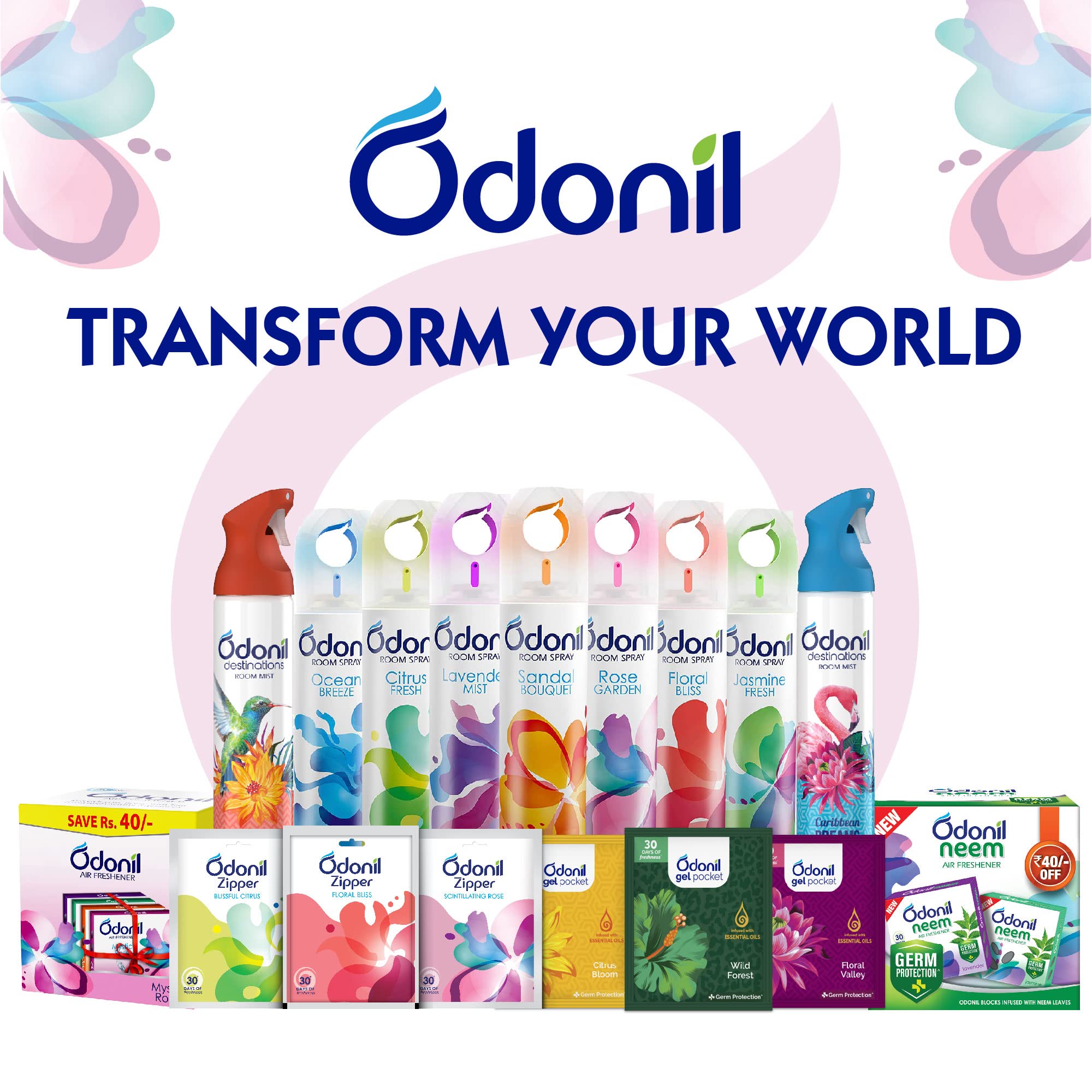 Odonil Long-Lasting Bathroom & Toilet Air Freshener Blocks - 192g (48g x 4) with Essential Oils | Germ Protection & Odor Elimination | Lasts Up to 30 Days | Fresh Scent for Home, Office, Restroom & RV | Perfect for Small Spaces, Pet Areas & High-Traffic Bathrooms