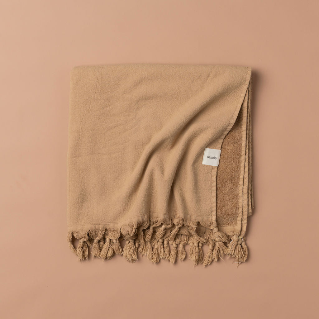 Vintage Wash Towel Bundle - Soft & Absorbent Nutmeg Brown Cotton Towels for Bathroom, Kitchen & Spa | Eco-Friendly & Quick-Drying