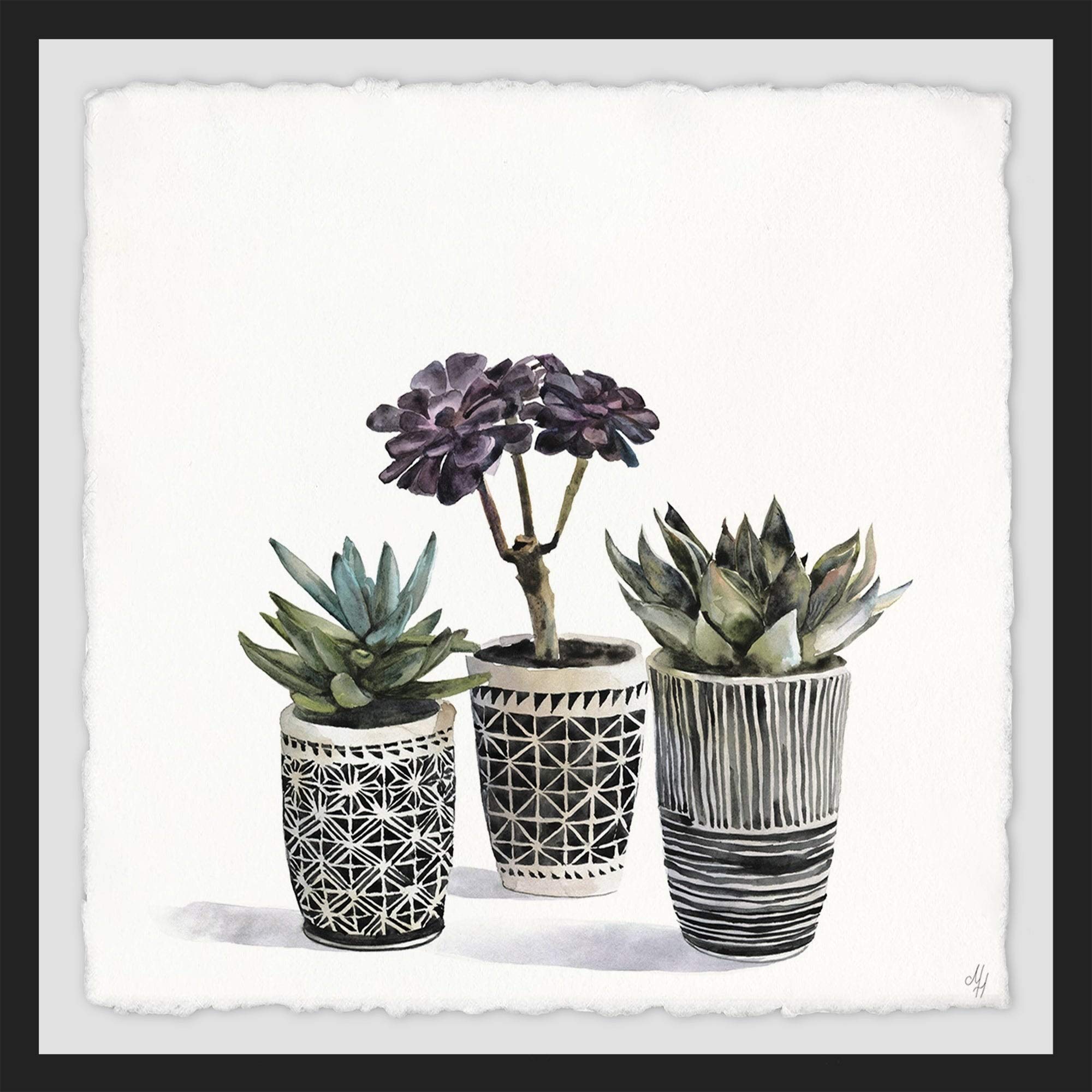 Handmade Three Pots Framed Print 32x32 by Marmont Hill - Perfect for Home Decor, Living Room & Kitchen Wall Art