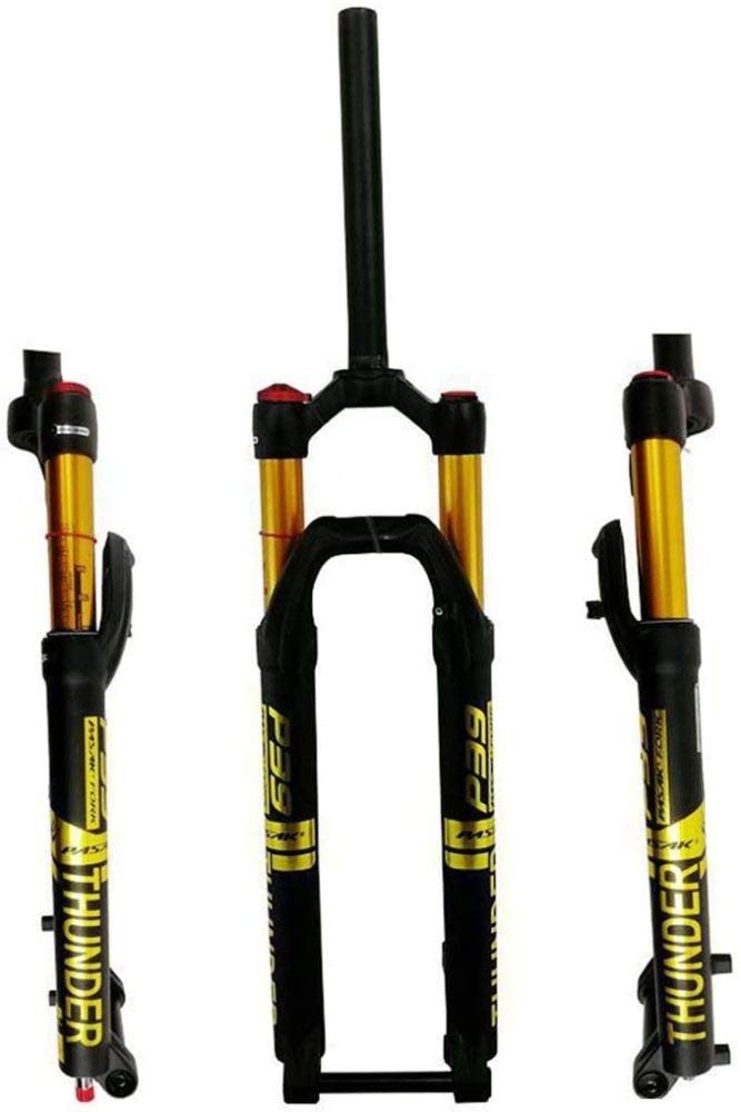 SLRMKK 27.5/29 Inch Mountain Bike Air Suspension Fork - Magnesium Alloy MTB Front Fork with 120mm Travel & Disc Brake Compatible - Gold (27.5in) for Trail Riding & Off-Road Cycling Adventures