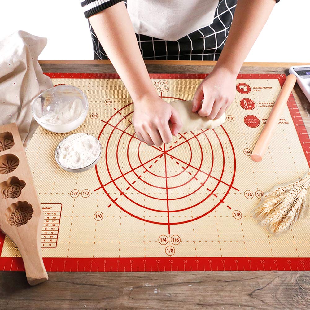Non-Stick Silicone Baking Mat with Measurements - Extra Large Pastry Mat for Rolling Dough, Kneading Bread & Baking - Heat Resistant & Non-Slip Surface (Perfect for Cookies, Pies, Pizza & Pastry Making)