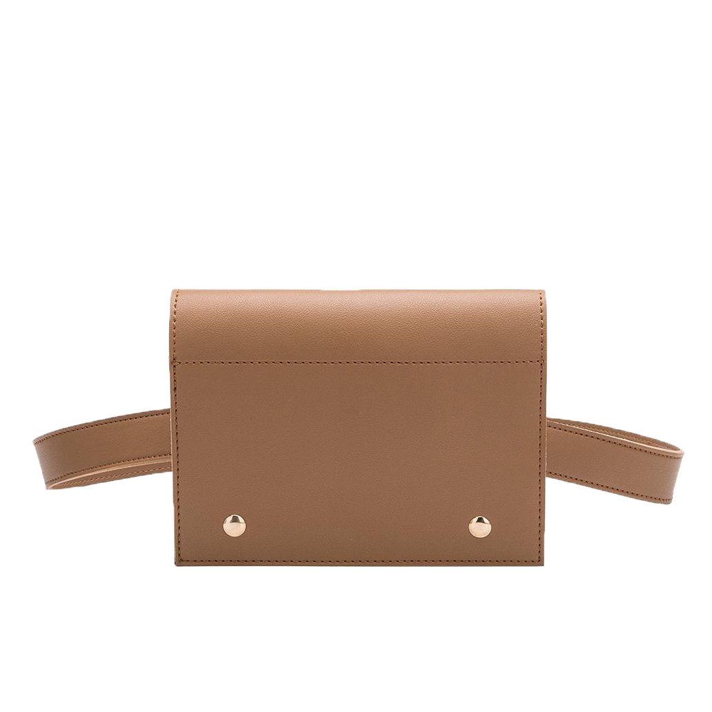 Melie Bianco Stylish Women's Waist Bag - Gabby Belt Design - Vegan Leather Crossbody Fanny Pack (Tan) - Perfect for Travel, Shopping & Everyday Use