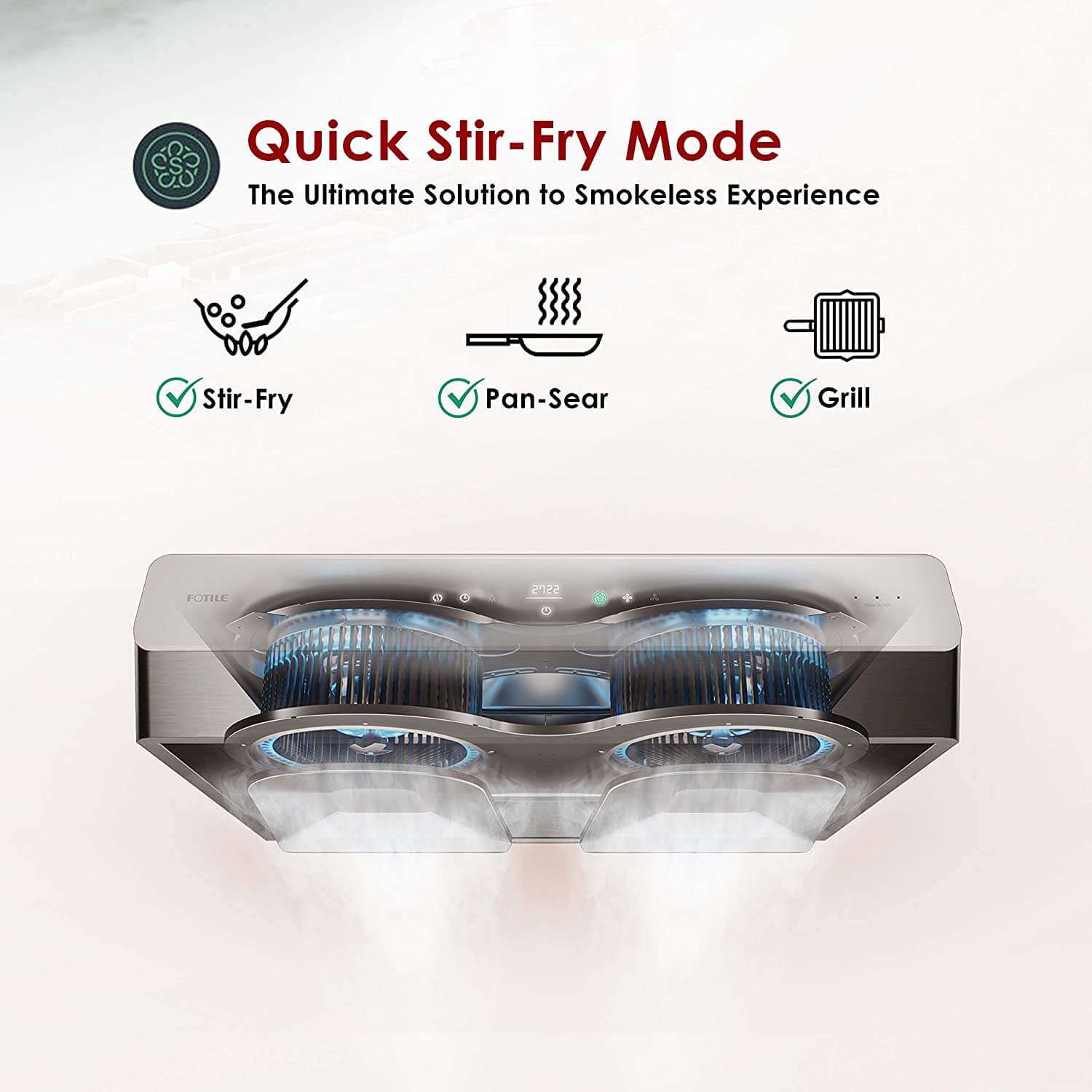 Fotile Pixie Air Series 30-inch Slim Under Cabinet Range Hood - Powerful WhisPower Motor, Multiple Color Options (UQS300) - Perfect for Modern Kitchens & Small Spaces