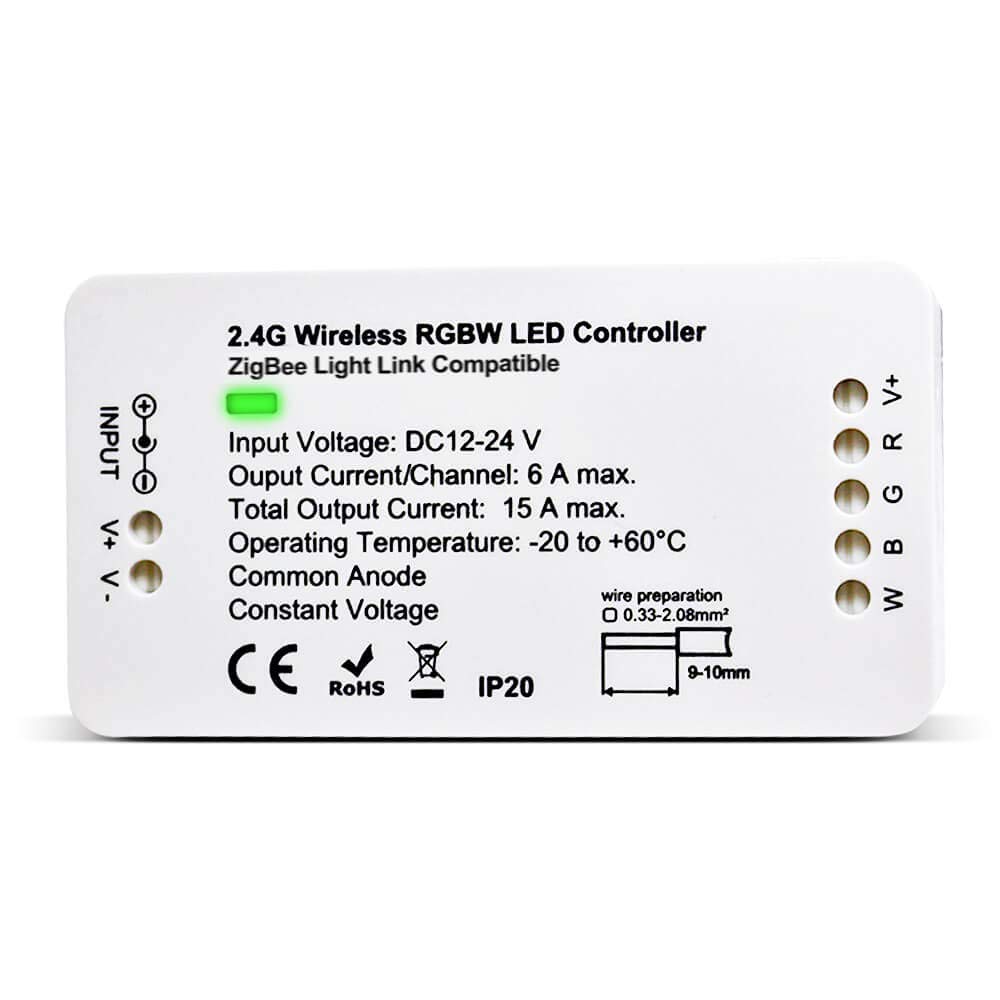 Smart LED Strip Light Controller - RGB CCT/RGBW Zigbee Dimmer for DC12-24V LED Strips, Compatible with Amazon Echo Plus | Perfect for Home Theater Lighting, Bedroom Ambience & DIY Home Decor