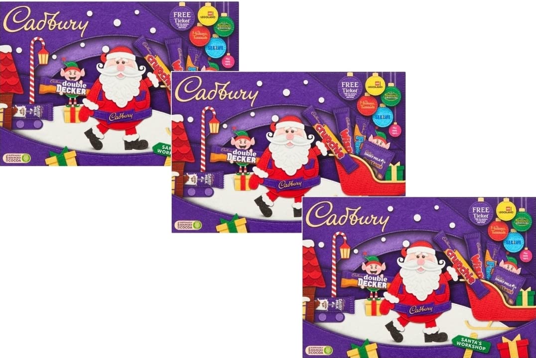 Cadbury Christmas Chocolate Gift Box - Santa Chocolate Assortment 125g (3-Pack) | Holiday Gifts, Stocking Stuffers & Party Favors