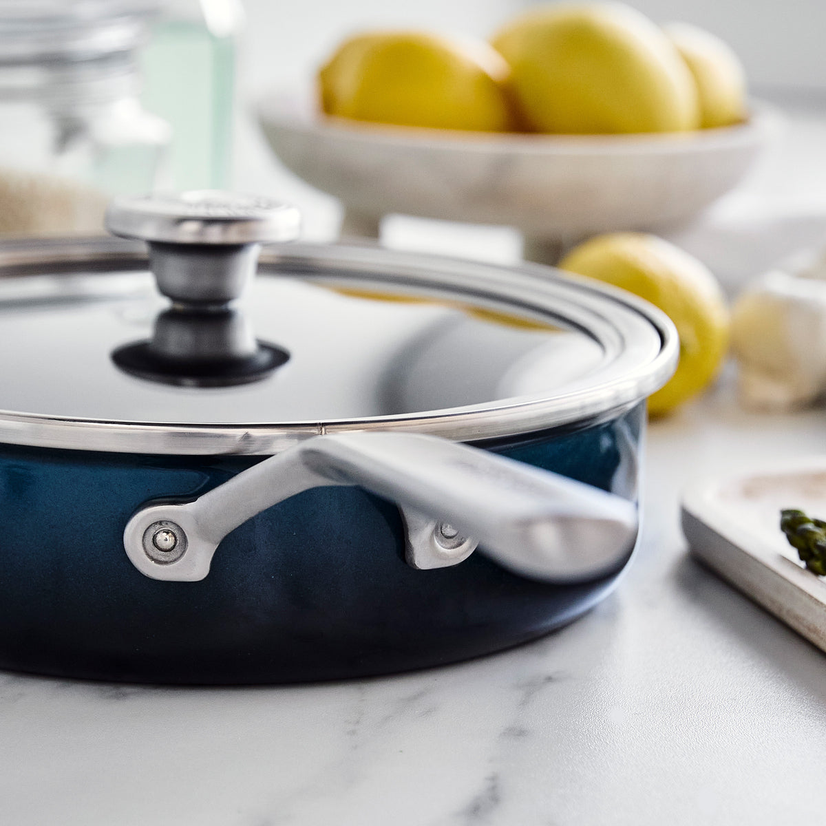 Premium Merten & Storck 3-Quart Enameled Steel Core Sauté Pan with Glass Lid - Aegean Teal | Nonstick Cookware for Sauteing, Frying & Simmering | Oven & Dishwasher Safe