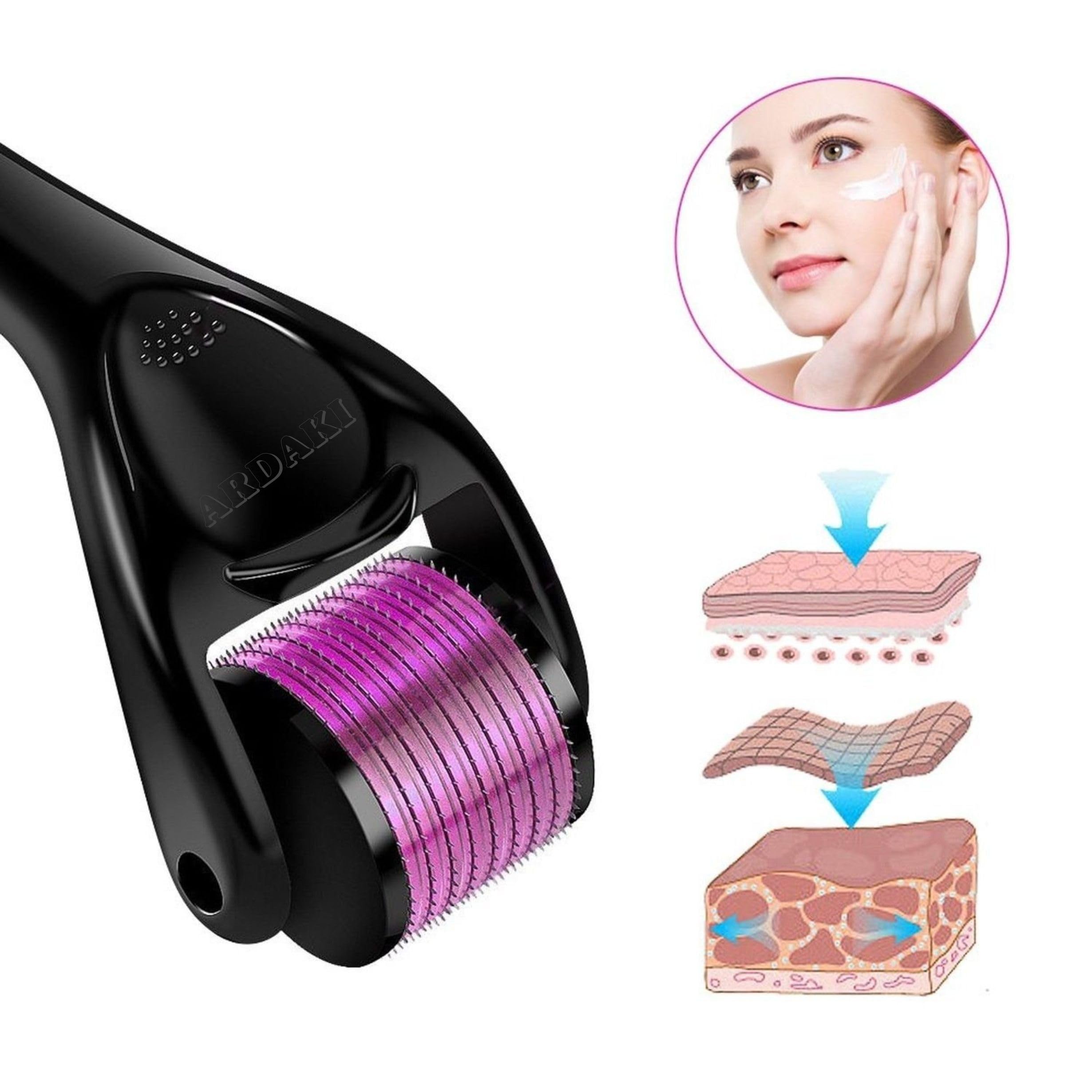 ARDAKI 0.5mm Derma Roller for Hair Growth with 540 Titanium Needles - Hair Regrowth Treatment for Thinning Hair, Stimulates Hair Follicles & Repairs Damaged Hair | Perfect for Men & Women at Home Hair Care Routine