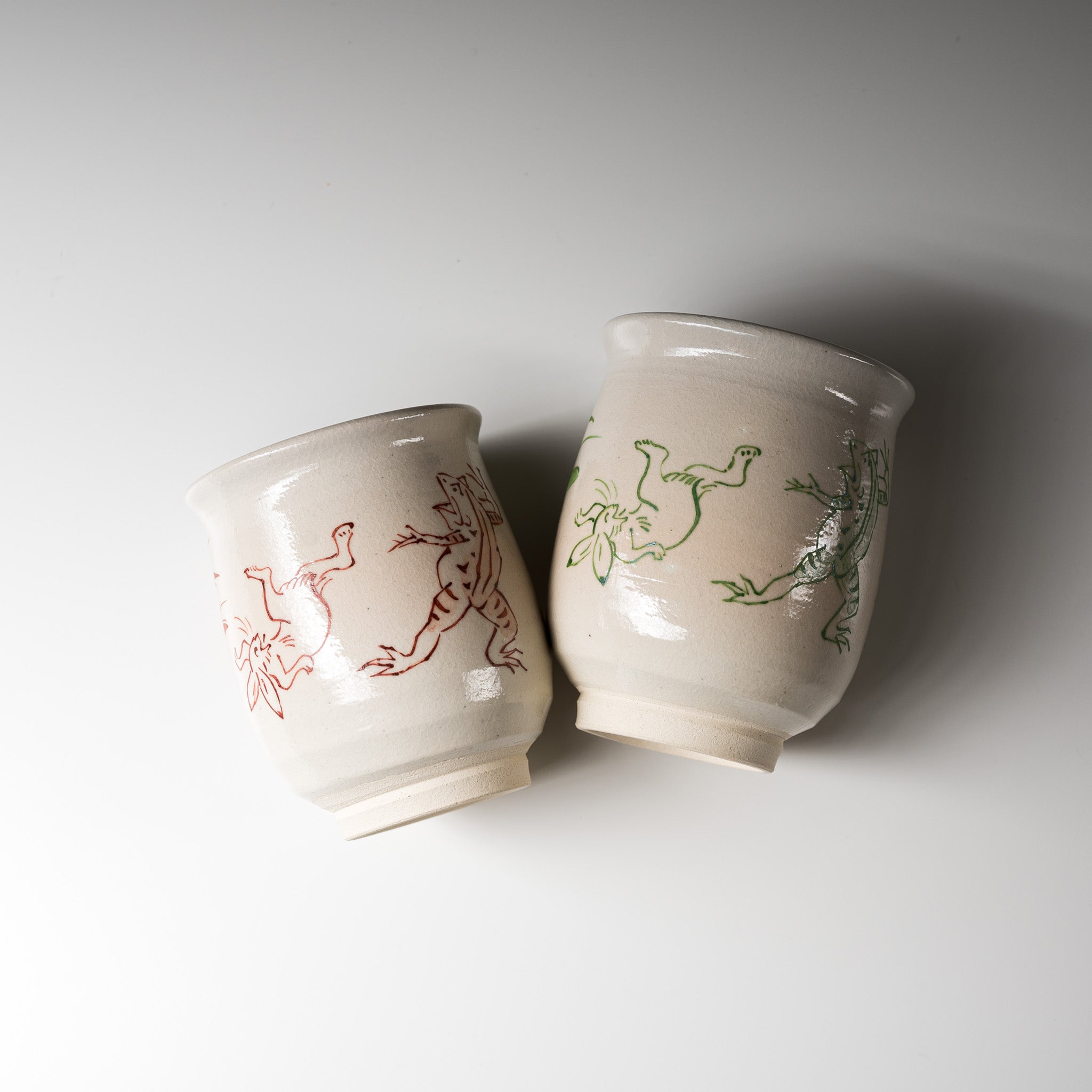 Handmade Kyoto Kiyomizu Ware Pair of Tea Cups - Authentic Gohon Kozanji Ceramic Set for Japanese Tea Ceremony & Home Decor