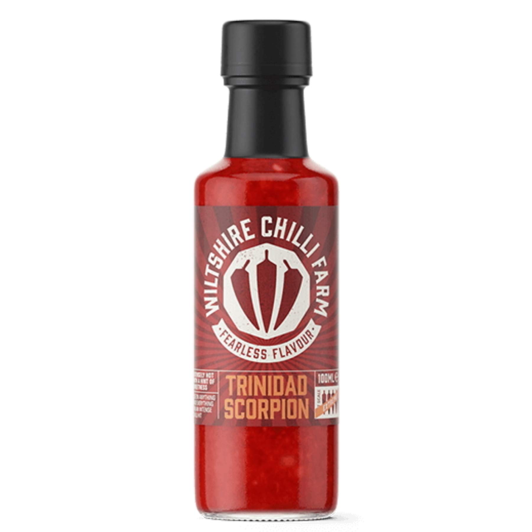 Wiltshire Chilli Farm Trinidad Scorpion Hot Sauce - 100ml Bottle | Extra Hot Pepper Sauce for Cooking, Grilling & Spicy Food Lovers