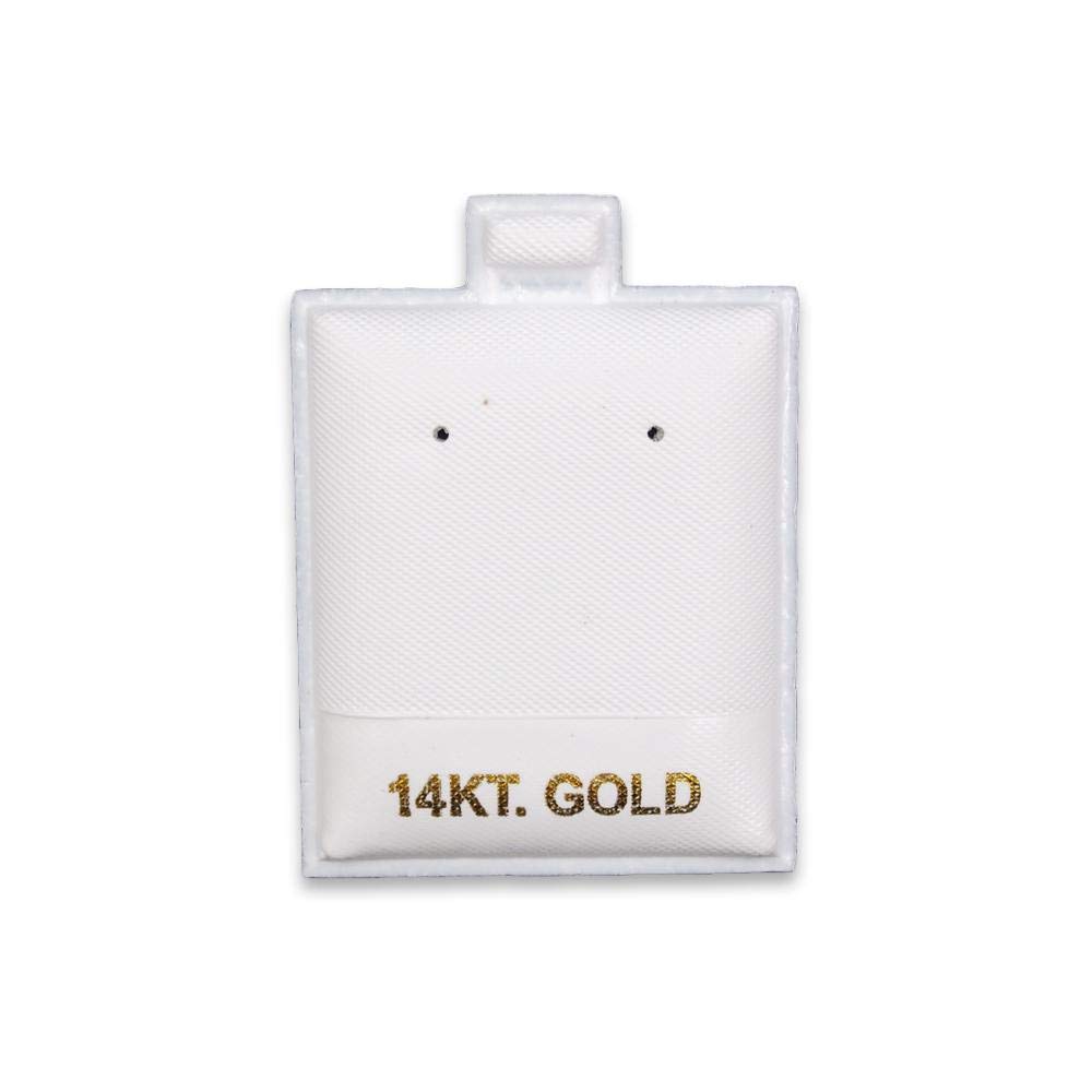 14KT Gold Imprinted White Puff Pad Earring Cards (1