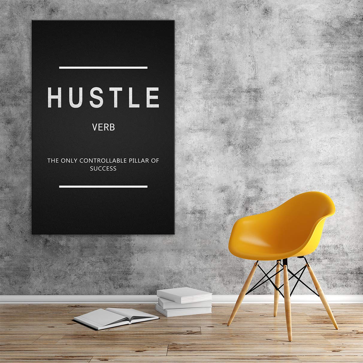 AMEMNY Motivational Hustle Verb Posters - Inspirational Entrepreneurship Quotes Canvas Art for Office Decor, Success Wall Art Prints, Framed & Ready to Hang | Perfect for Home Office, Study Room & Workspace Motivation