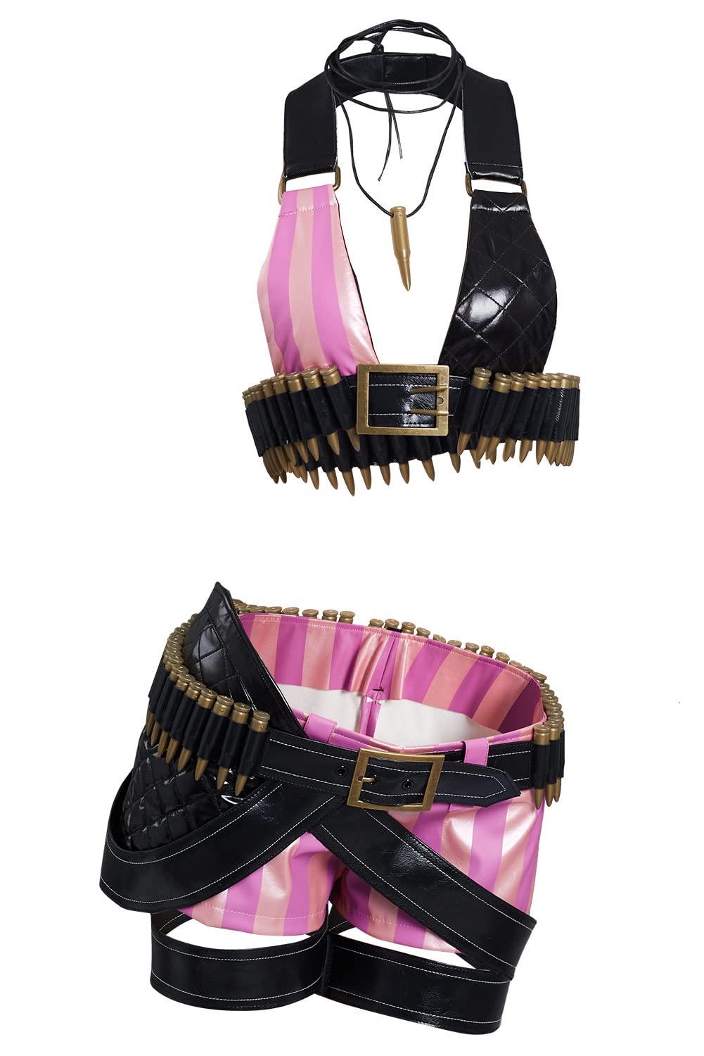 Wolyzz Women's League of Legends Cosplay Costume Set - Arcane Anime Inspired Top & Shorts Outfit for Halloween, Comic Con, and Gaming Events