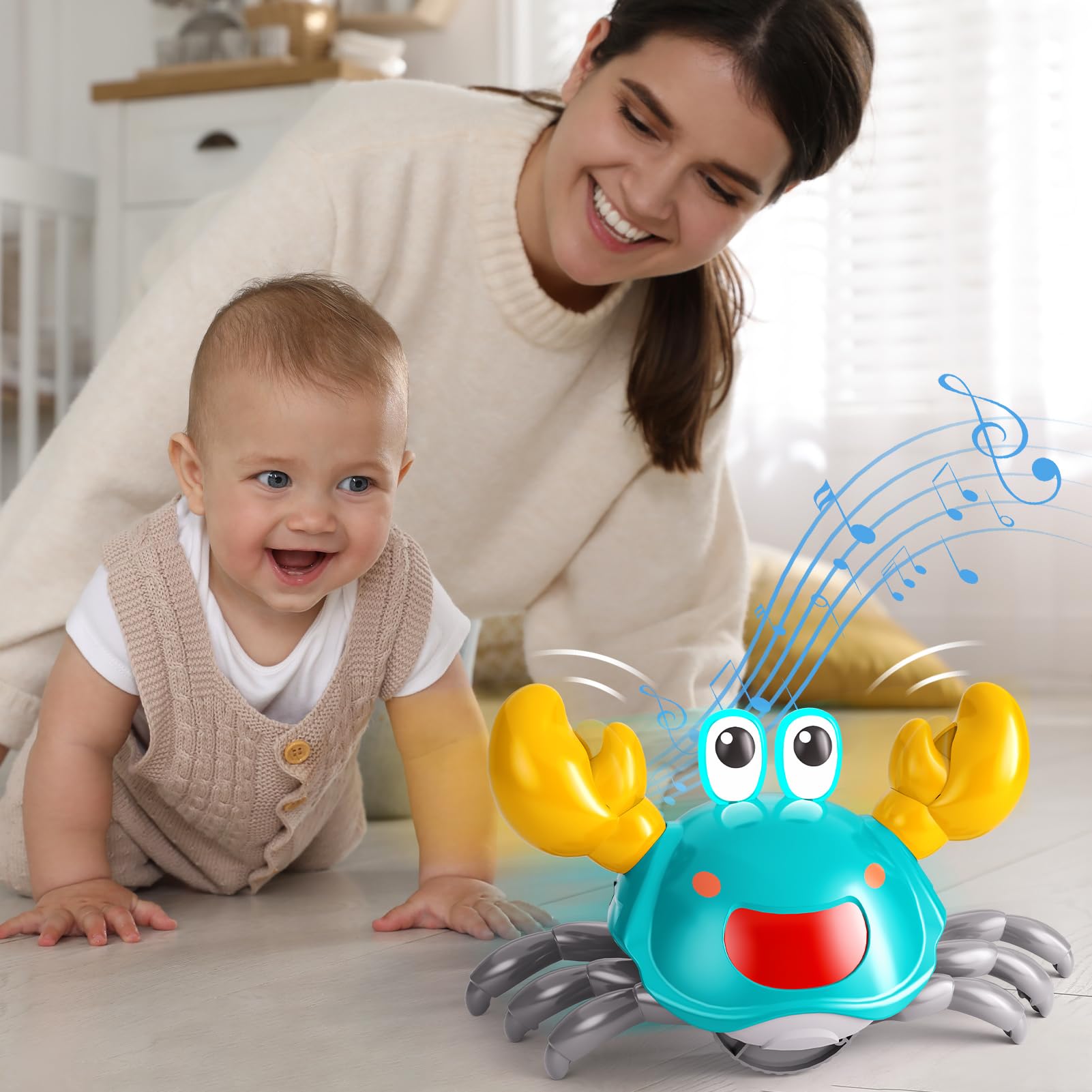 Interactive Crawling Crab Toy for Toddlers 3-4 Years - Sensory Walking Musical Toy with Obstacle Avoidance, Dancing Moving Crab for Baby Development | Perfect Birthday Gift for 1-3 Year Olds | Fun Learning Toy for Playtime, Daycare & Early Childhood Education