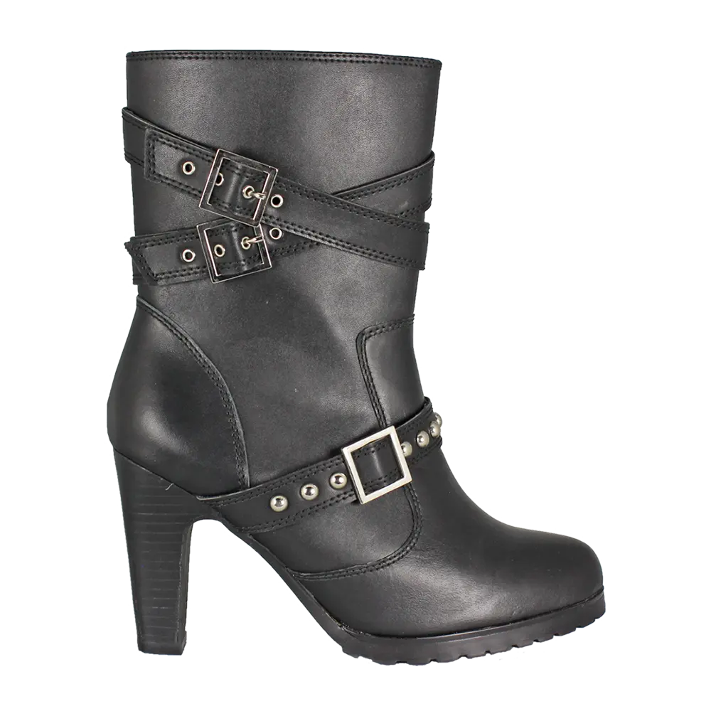 Ride Tec Women's 9.5 Inch High Heel Motorcycle Boots - Stylish & Comfortable Riding Boots for Women, Biker Fashion, Cruiser & Harley Davidson Motorcycles - Perfect for Daily Commute & Night Rides