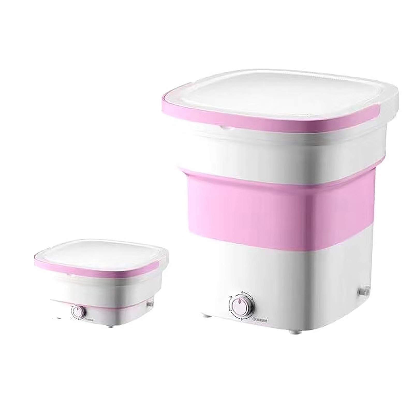 Mini Portable Washing Machine for Travel & Camping - Foldable Compact Automatic Laundry Washer for Underwear, Socks & Small Clothes - Pink Mini Washer for Dorms, Apartments & RVs