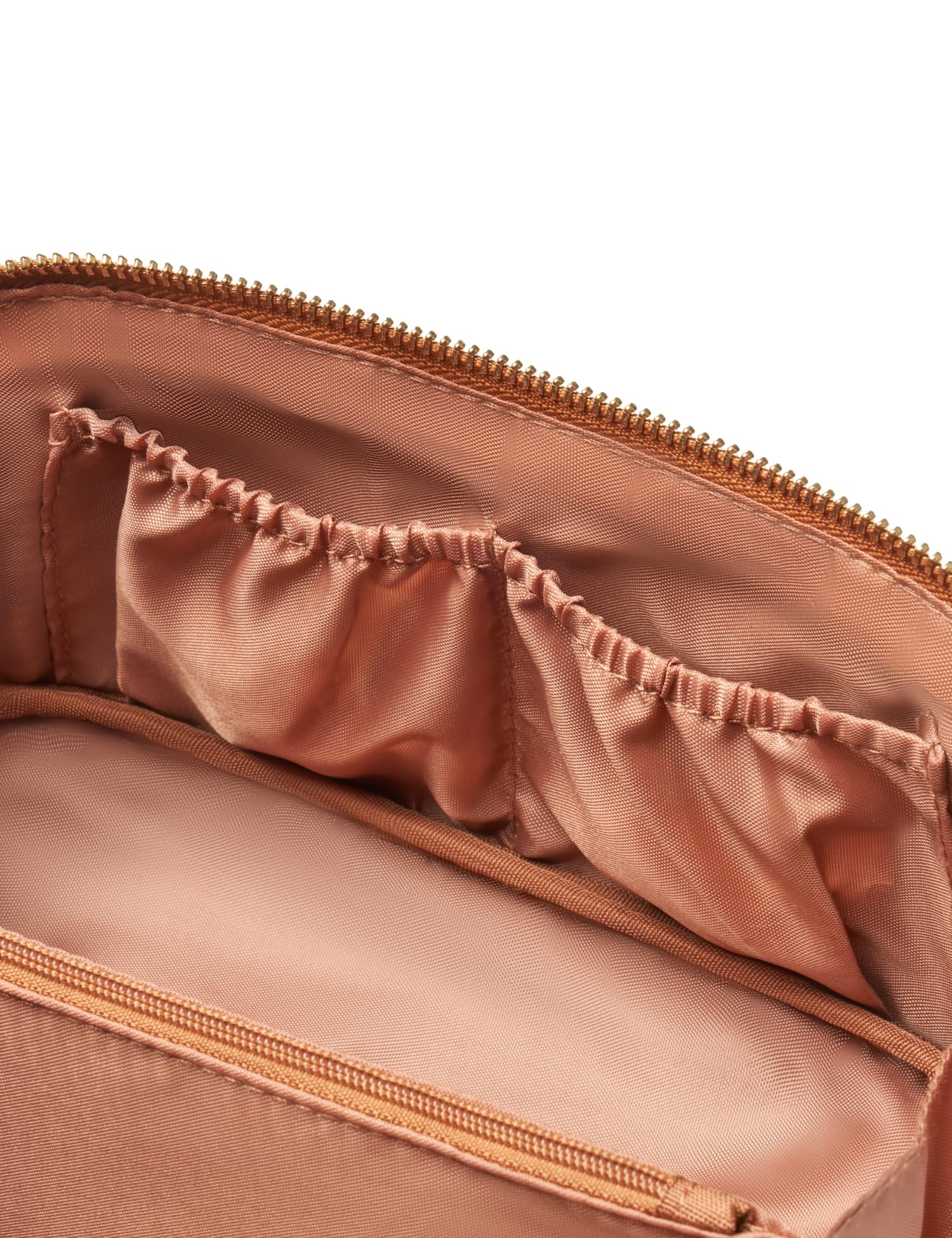 Yarnic Brown Travel Cosmetic Bag - Large PU Leather Makeup Organizer for Women | Perfect for Vacation & Daily Use