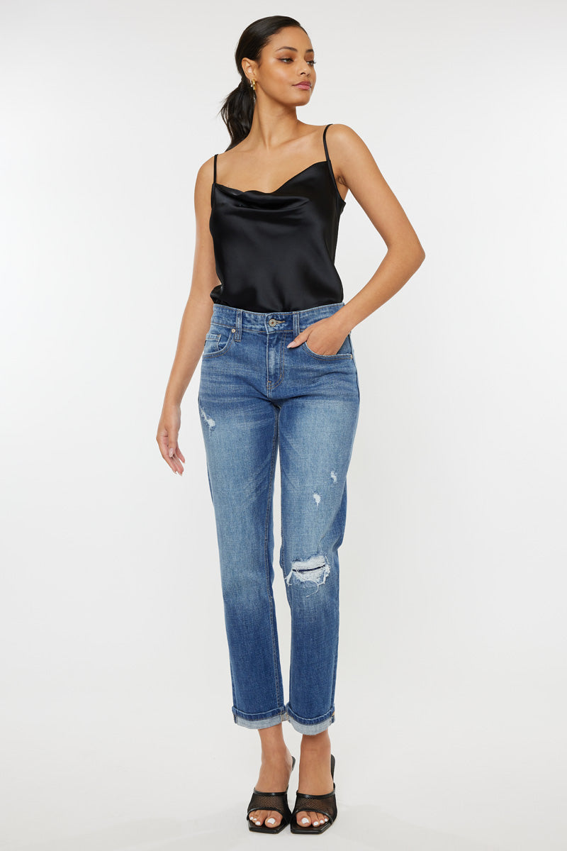 Lexington Mid Rise Boyfriend Jeans for Women - Comfortable Stretch Denim Pants - Casual & Everyday Wear - Perfect for Work, Weekend & Travel