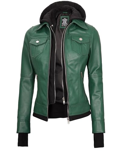 Tralee - Green Hooded Leather Jacket